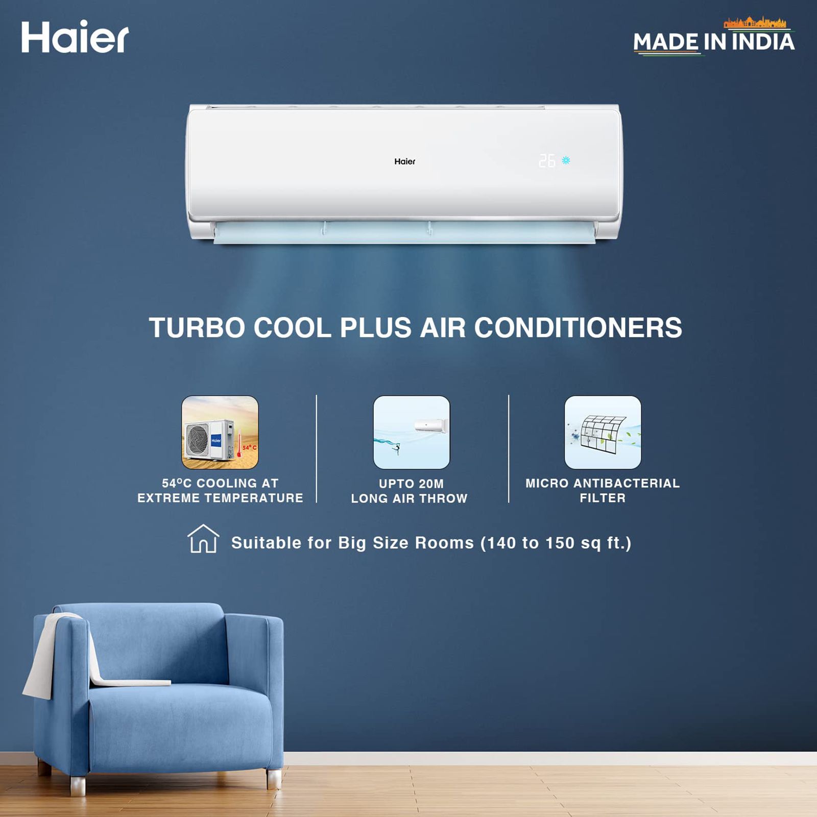 Haier Turbo Cool Plus 1.5 Ton 2 Star Split AC (Copper Condenser, Micro Anti Bacterial Filter, HSU18TTQS2BEFS) Haier Turbo Cool Plus 1.5 Ton 2 Star Split AC (Copper Condenser, Micro Anti Bacterial Filter, HSU18TTQS2BEFS)_9