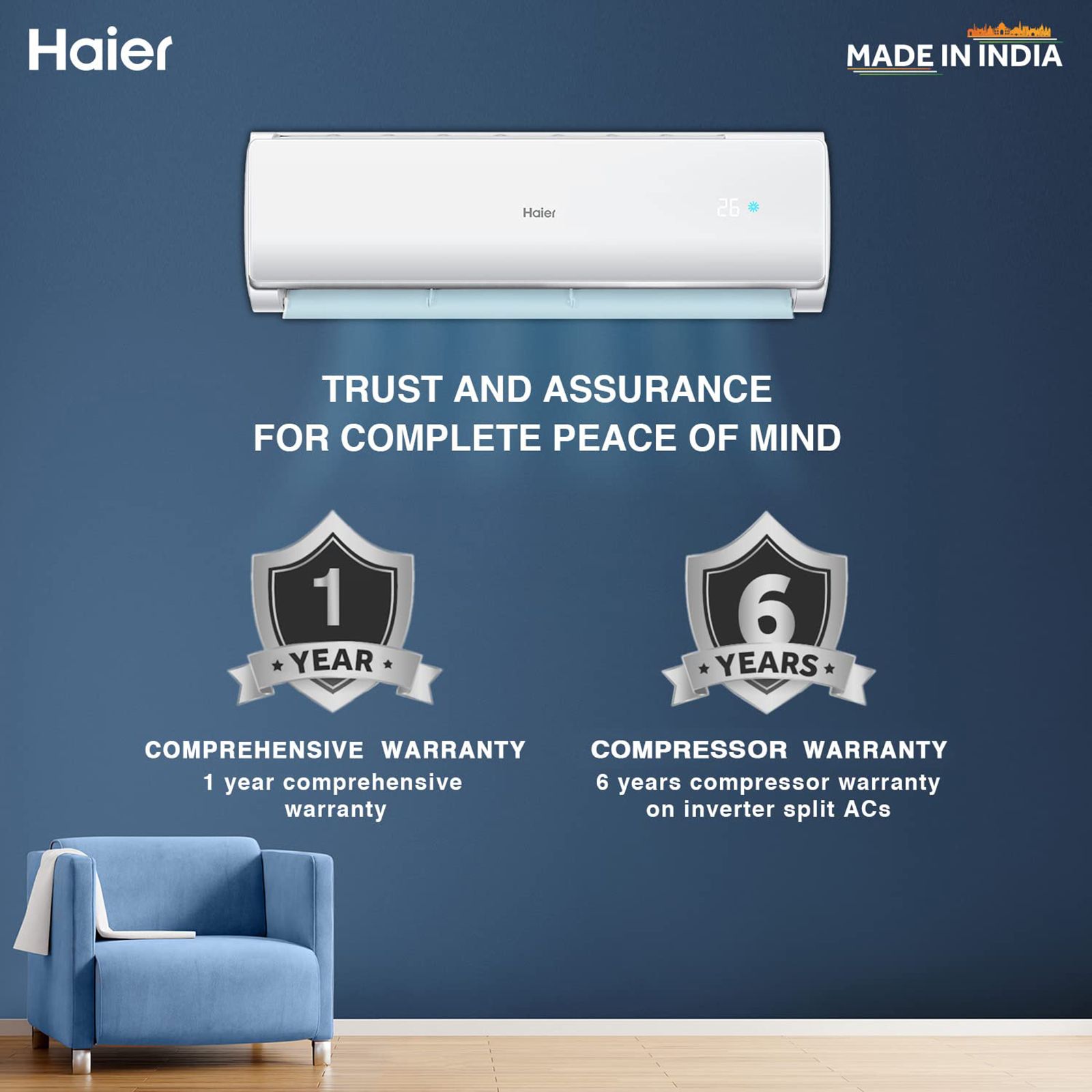 Haier Turbo Cool Plus 1 Ton 2 Star Split AC (Copper Condenser, Micro Anti Bacterial Filter, HSU12T-TQS2BE-FS)_9