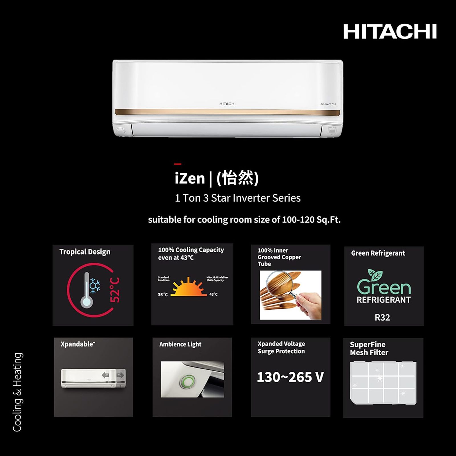 HITACHI iZen 3400FXL 1 Ton 3 Star Inverter Split AC (Copper Condenser, Superfine Mesh Filter, RAS.G312PCAISF) HITACHI iZen 3400FXL 1 Ton 3 Star Inverter Split AC (Copper Condenser, Superfine Mesh Filter, RAS.G312PCAISF)_10