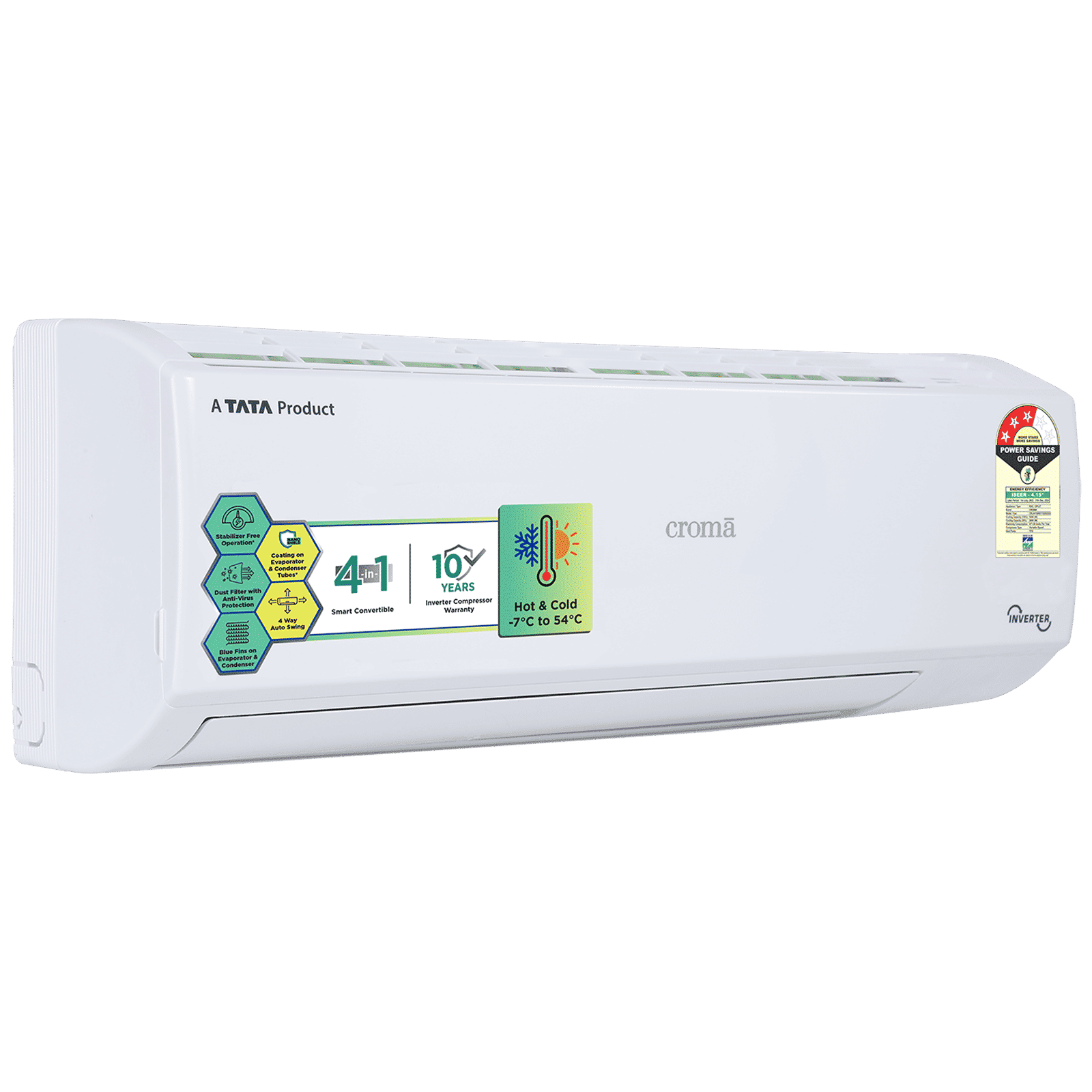 Croma 4 in 1 Convertible 1.5 Ton 3 Star Hot & Cold Inverter Split AC with Dust Filter (Copper Condenser, CRLAH18IND170259)_4
