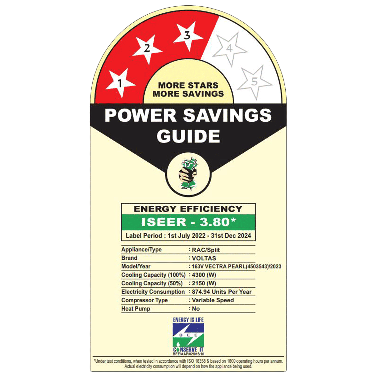 VOLTAS 163V Vectra Pearl 4 in 1 Convertible 1.3 Ton 3 Star Inverter Split AC with Anti Dust Filter ( Copper Condenser, 4503543) VOLTAS 163V Vectra Pearl 4 in 1 Convertible 1.3 Ton 3 Star Inverter Split AC with Anti Dust Filter ( Copper Condenser, 4503543)_2