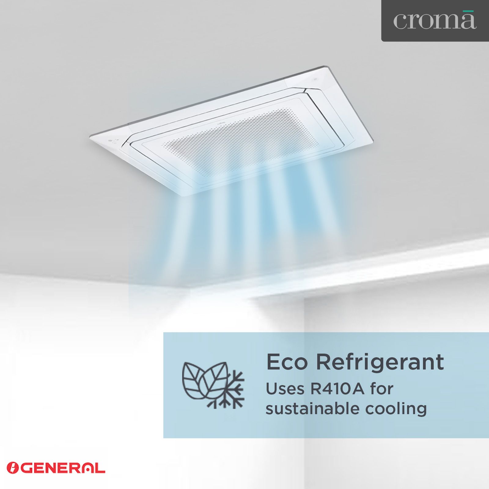 O GENERAL 1.9 Ton 2 Star Cassette Split AC (Copper Condenser, Anti Dust Filter, AUGA25FRTA-B)_8