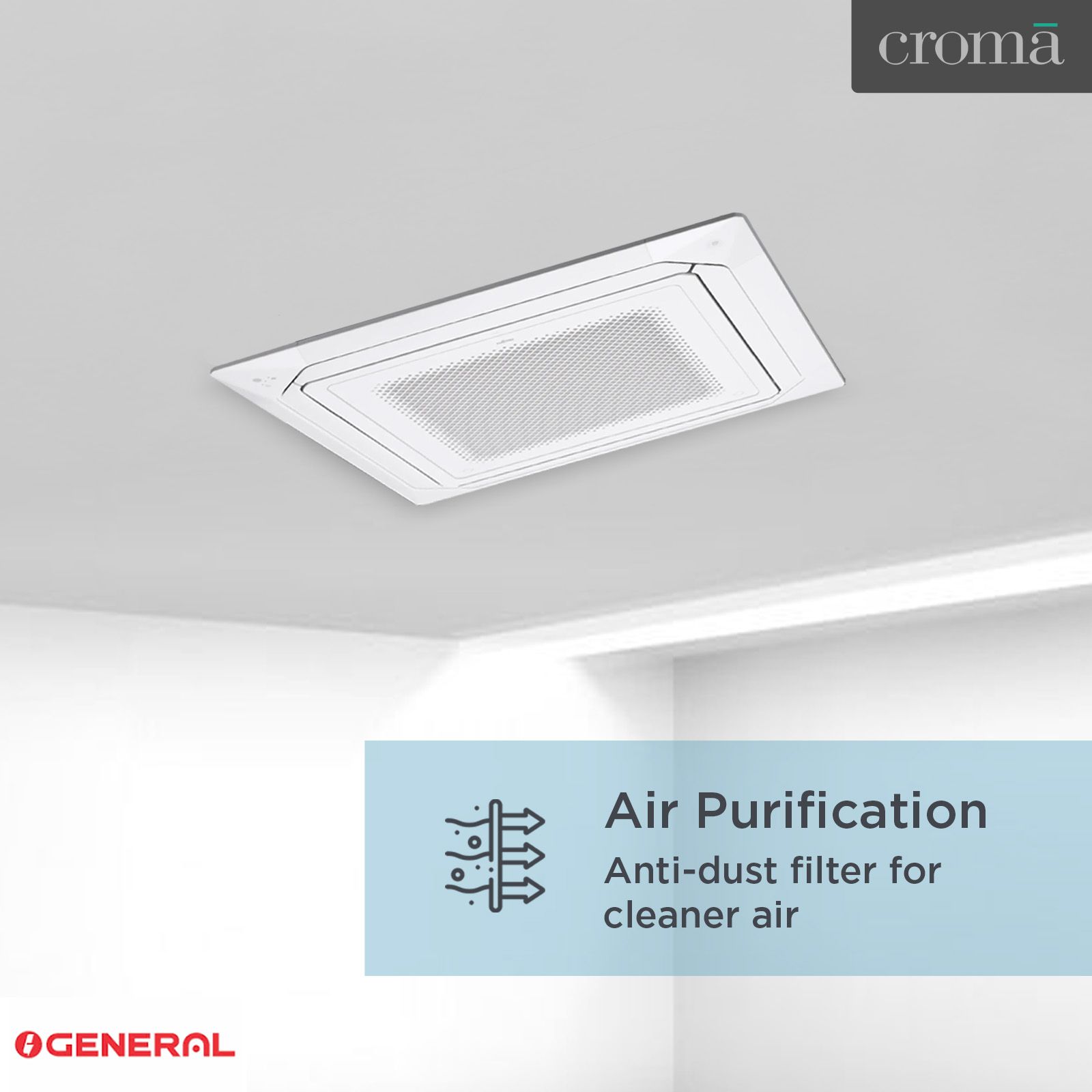 O GENERAL 1.9 Ton 2 Star Cassette Split AC (Copper Condenser, Anti Dust Filter, AUGA25FRTA-B)_9