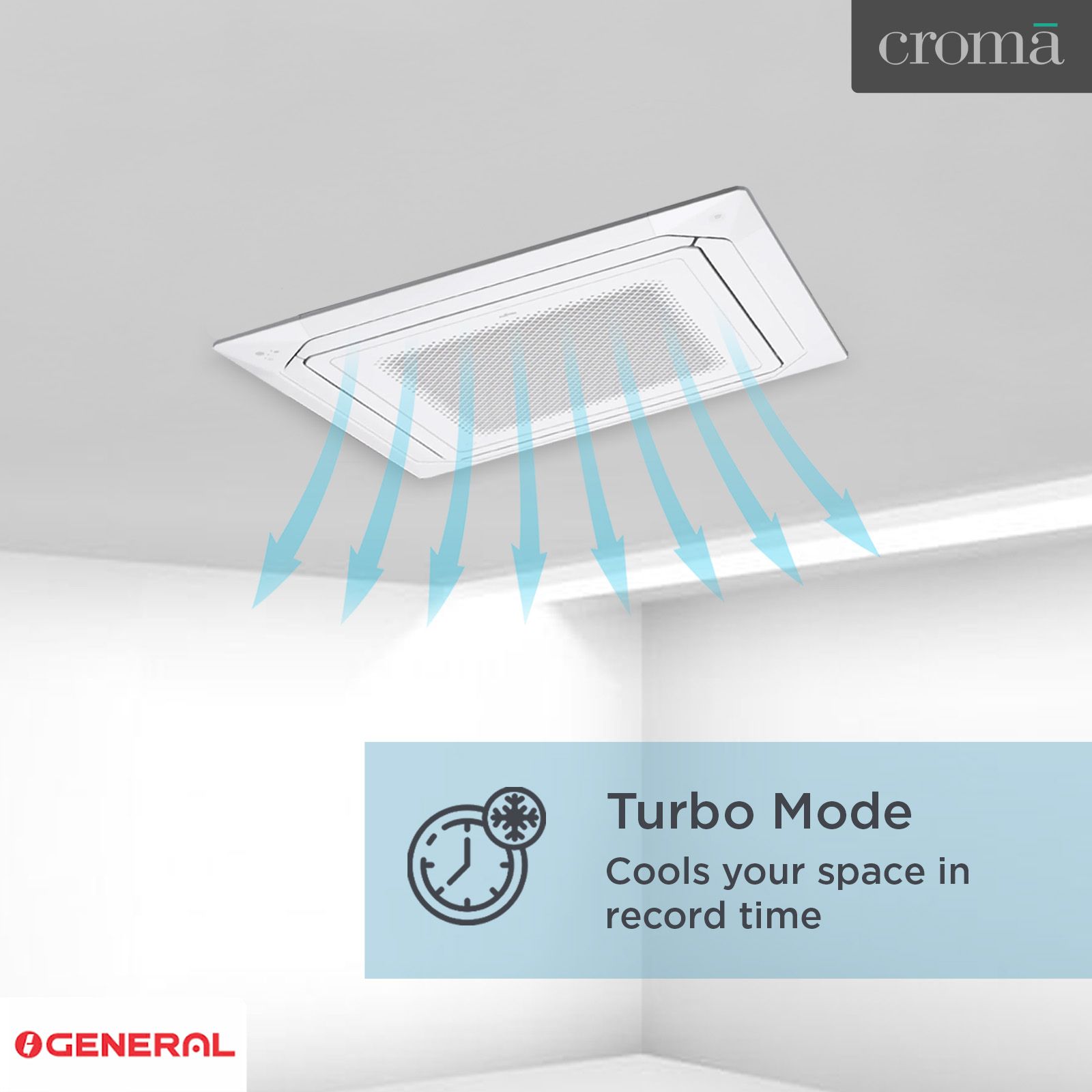 O GENERAL 1.9 Ton 2 Star Cassette Split AC (Copper Condenser, Anti Dust Filter, AUGA25FRTA-B)_5