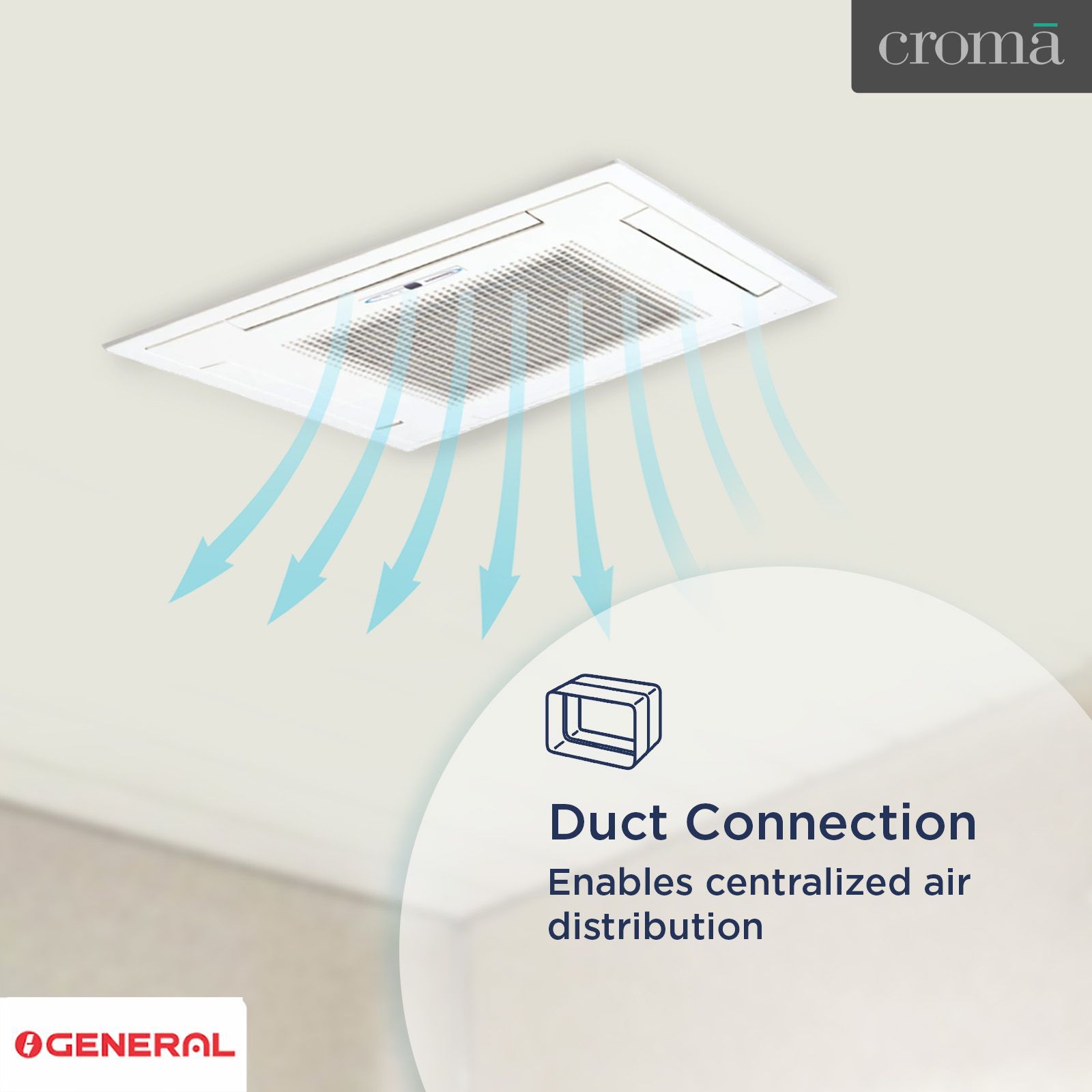 O GENERAL 4.1 Ton Cassette Split AC (Copper Condenser, Anti Dust Filter, AUG54FUAS)_6