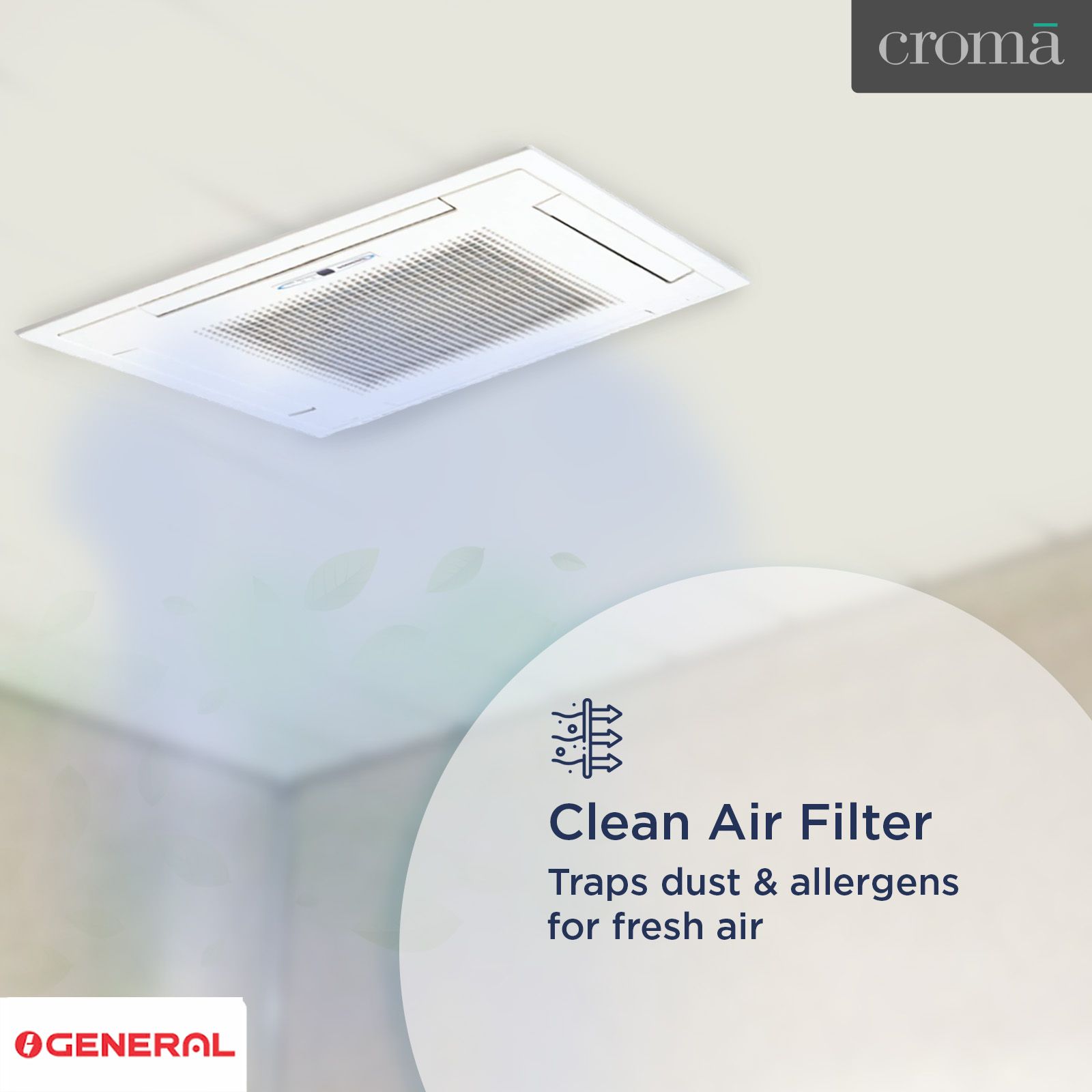 O GENERAL 4.1 Ton Cassette Split AC (Copper Condenser, Anti Dust Filter, AUG54FUAS)_8