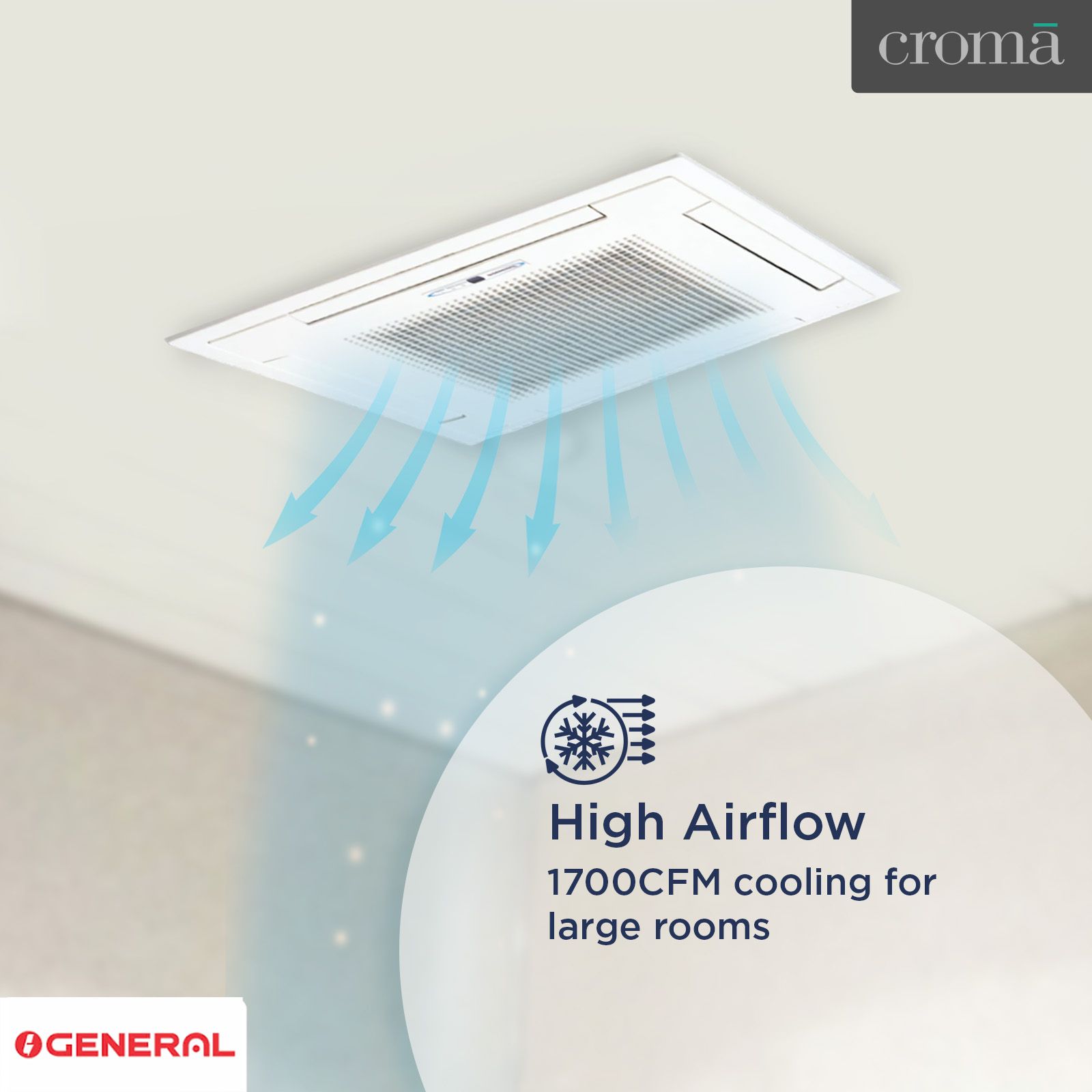 O GENERAL 4.1 Ton Cassette Split AC (Copper Condenser, Anti Dust Filter, AUG54FUAS)_3