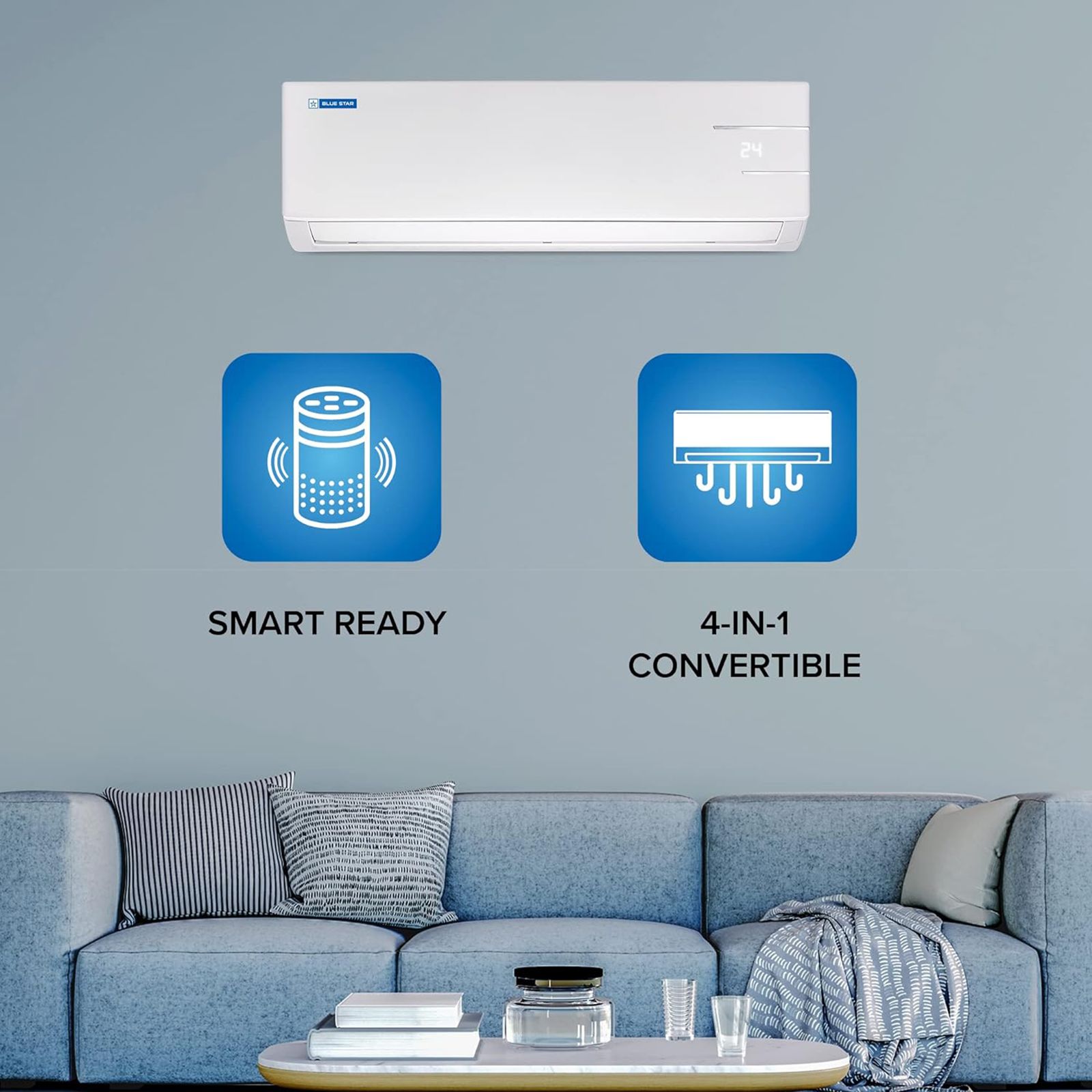 Blue Star 4 in 1 Convertible 0.9 Ton 3 Star Inverter Split AC with Self Diagnosis (Copper Condenser, IA311YNU) Blue Star 4 in 1 Convertible 0.9 Ton 3 Star Inverter Split AC with Self Diagnosis (Copper Condenser, IA311YNU)_12