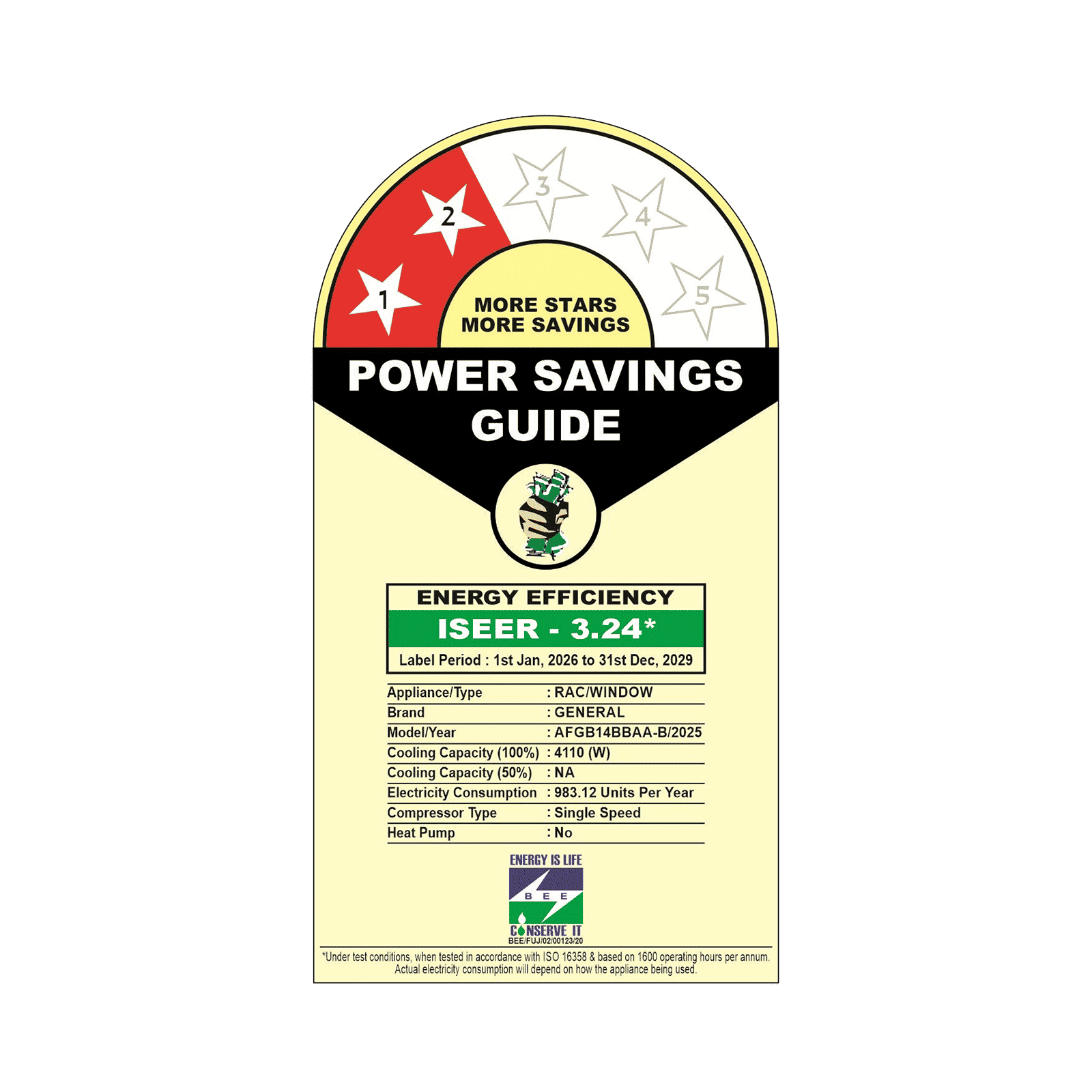 O GENERAL BBAA 1.2 Ton 2 Star Non Inverter Window AC ( Copper Condenser, Dust Filter, AFGB14BBAA-B)_3