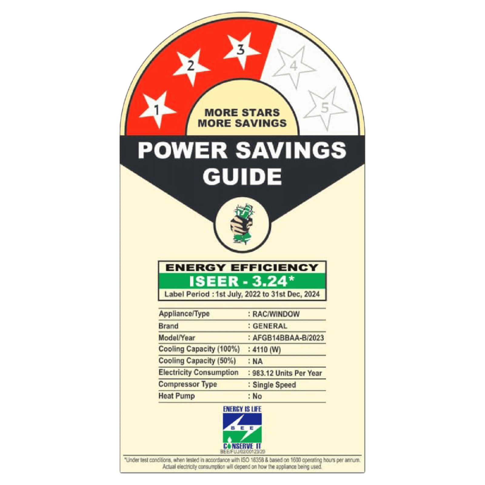 O GENERAL BBAA 1.2 Ton 3 Star Non Inverter Window AC ( Copper Condenser, Dust Filter, AFGB14BBAA-B)_3