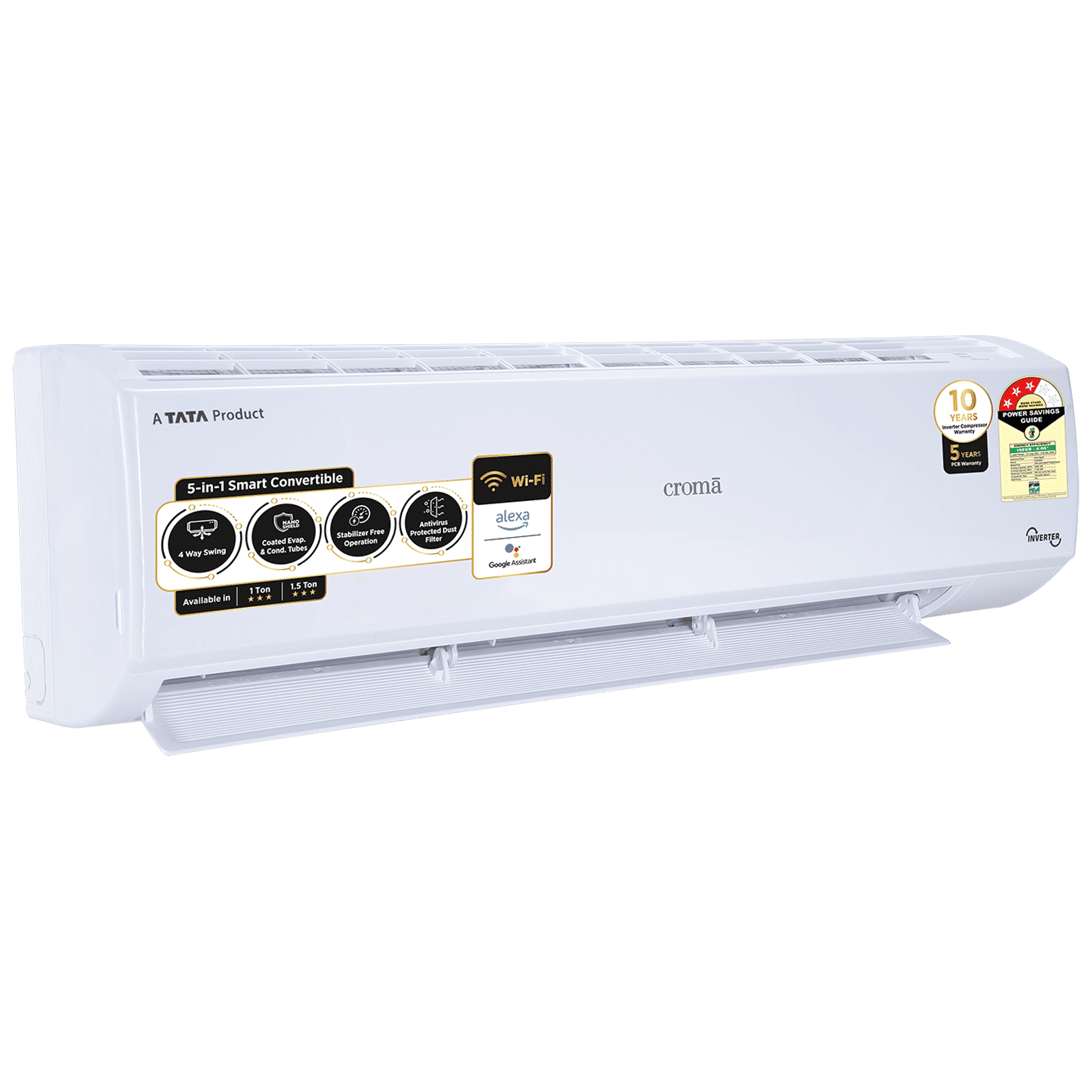 Croma 5 in 1 Convertible 1 Ton 3 Star Inverter Split Smart AC with Alexa and Google Assistant (Copper Condenser, CRLAS12IND170262)_6
