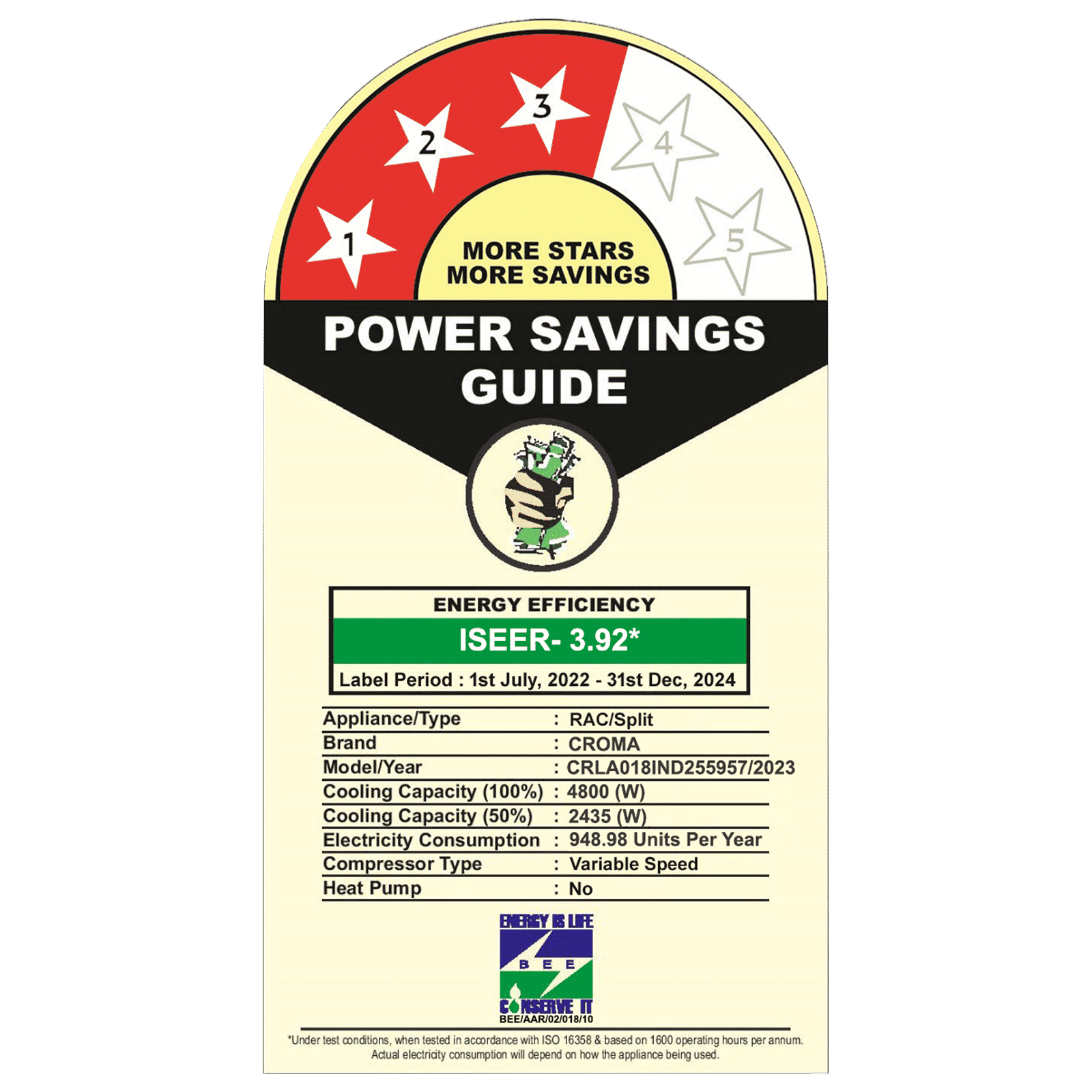 Croma 5 in 1 Convertible 1.5 Ton 3 Star Inverter Split AC with Dust Filter (Copper Condenser) Croma 5 in 1 Convertible 1.5 Ton 3 Star Inverter Split AC with Dust Filter (Copper Condenser)_3