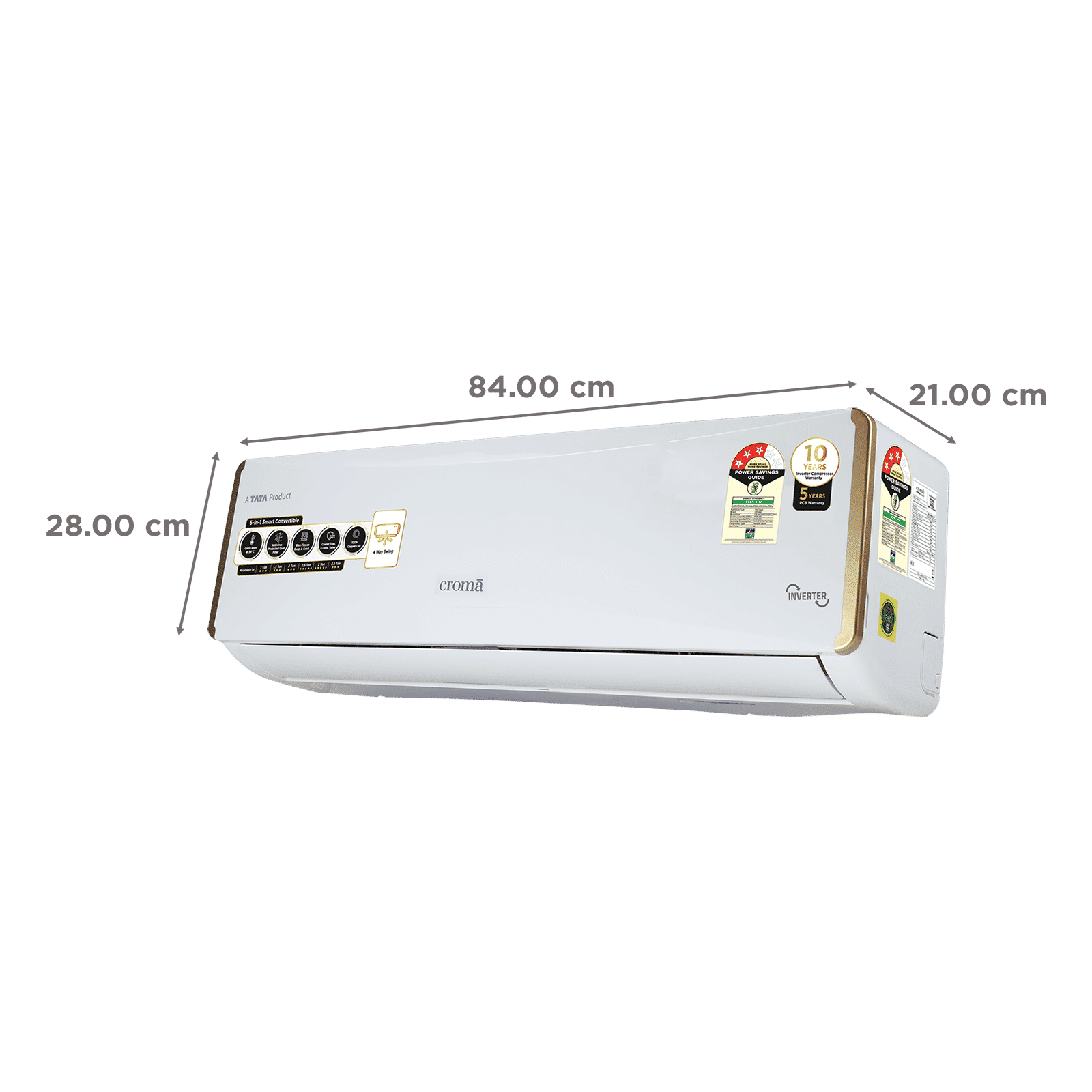Croma 5 in 1 Convertible 1.5 Ton 3 Star Inverter Split AC with Dust Filter (Copper Condenser) Croma 5 in 1 Convertible 1.5 Ton 3 Star Inverter Split AC with Dust Filter (Copper Condenser)_4