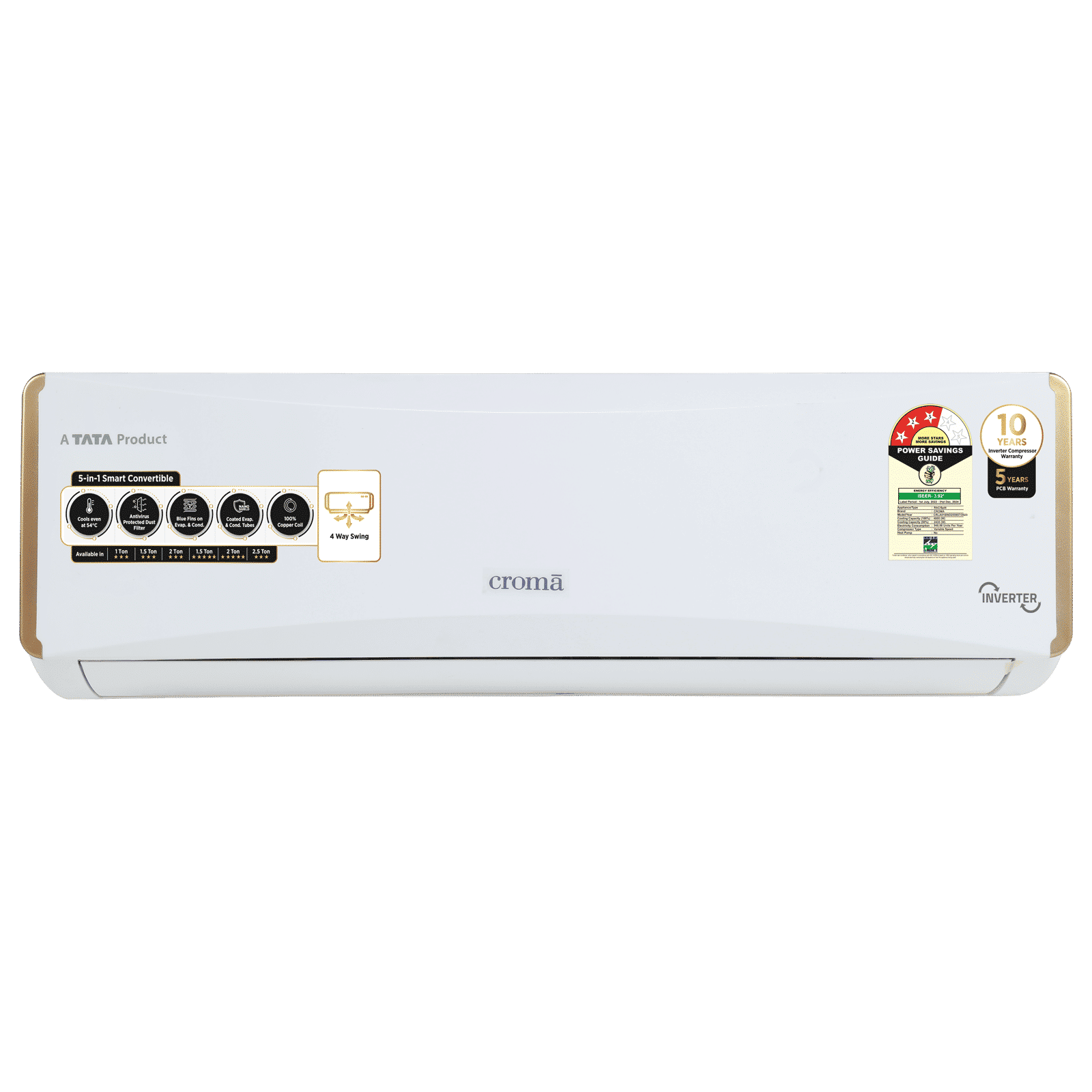 Croma 5 in 1 Convertible 1.5 Ton 3 Star Inverter Split AC with Dust Filter (Copper Condenser) Croma 5 in 1 Convertible 1.5 Ton 3 Star Inverter Split AC with Dust Filter (Copper Condenser)_1