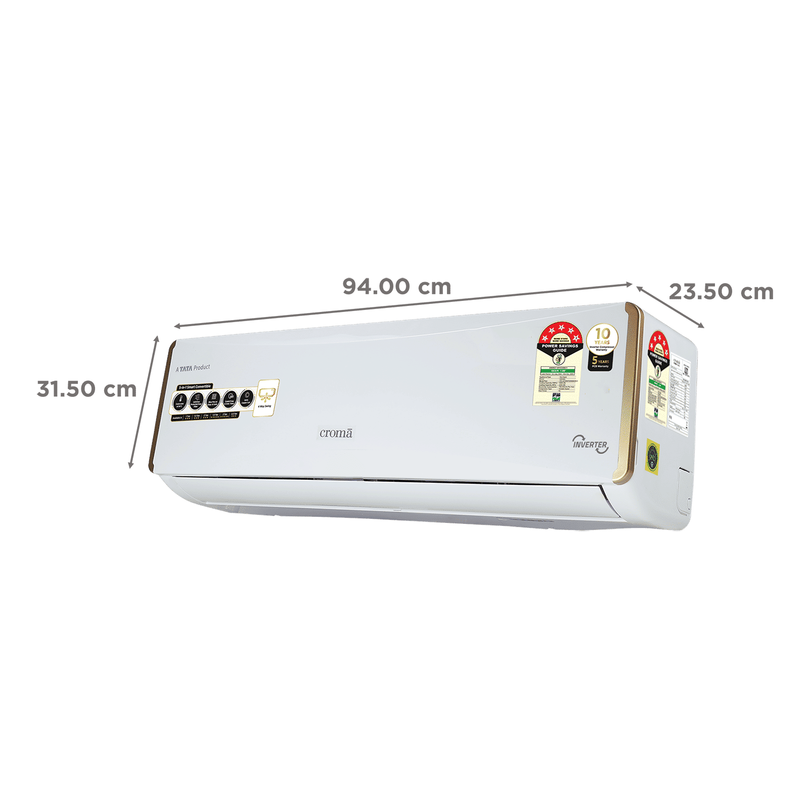 Croma 5 in 1 Convertible 1.5 Ton 5 Star Inverter Split AC with Dust Filter (Copper Condenser, CRLA018INF255958)_4