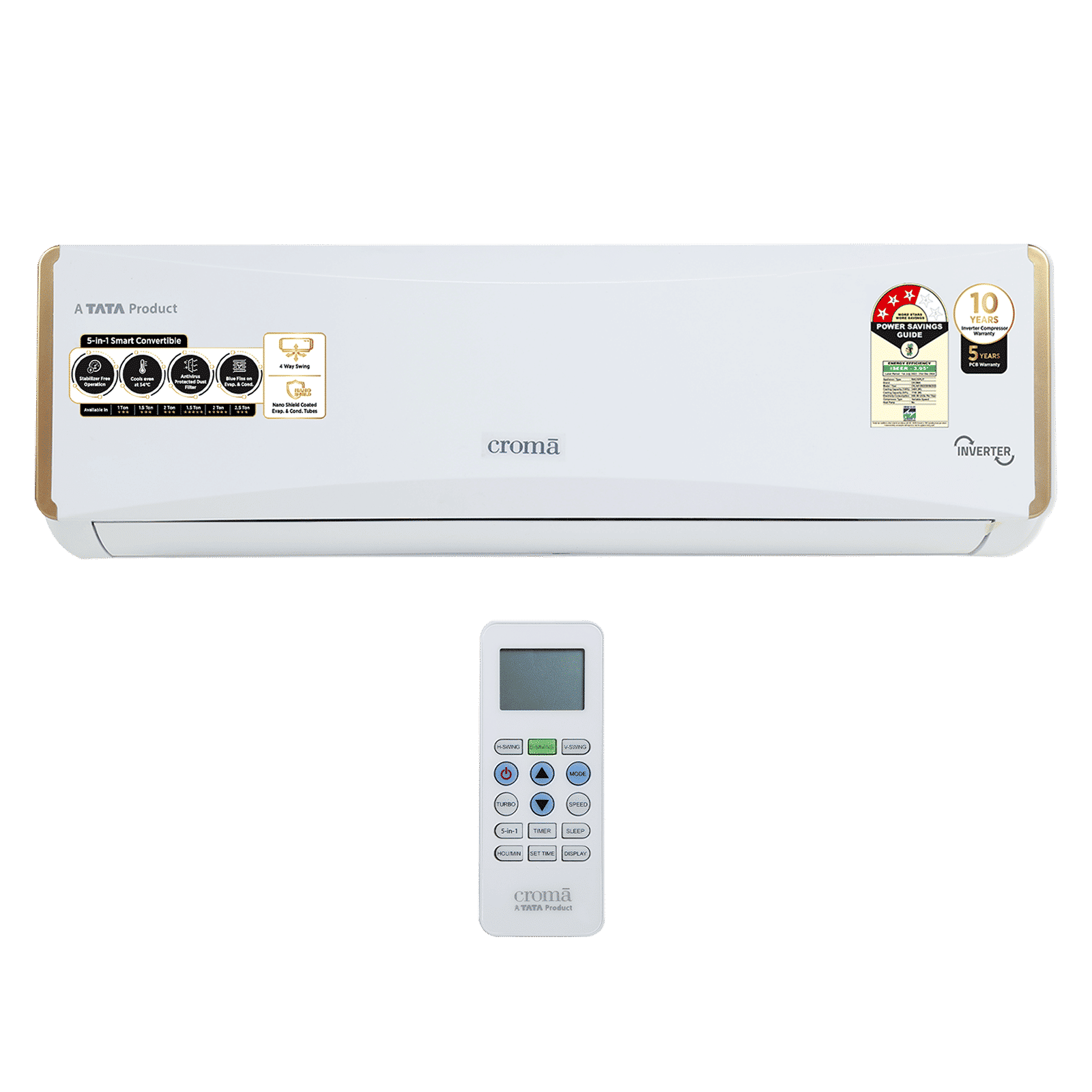 Croma 5 in 1 Convertible 1.5 Ton 5 Star Inverter Split AC with Dust Filter (Copper Condenser, CRLA018INF255958)_9