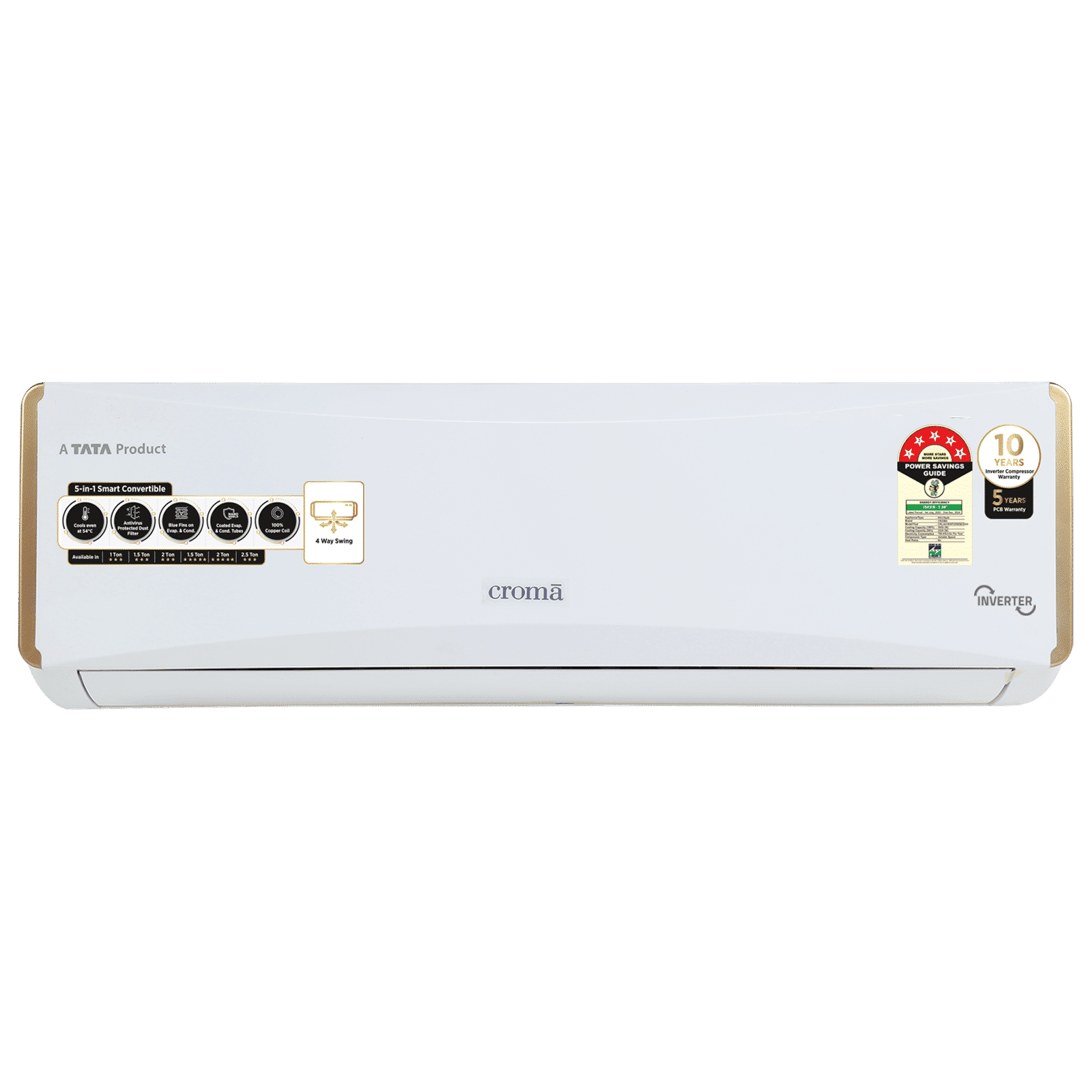 Croma 5 in 1 Convertible 1.5 Ton 5 Star Inverter Split AC with Dust Filter (Copper Condenser, CRLA018INF255958)_1