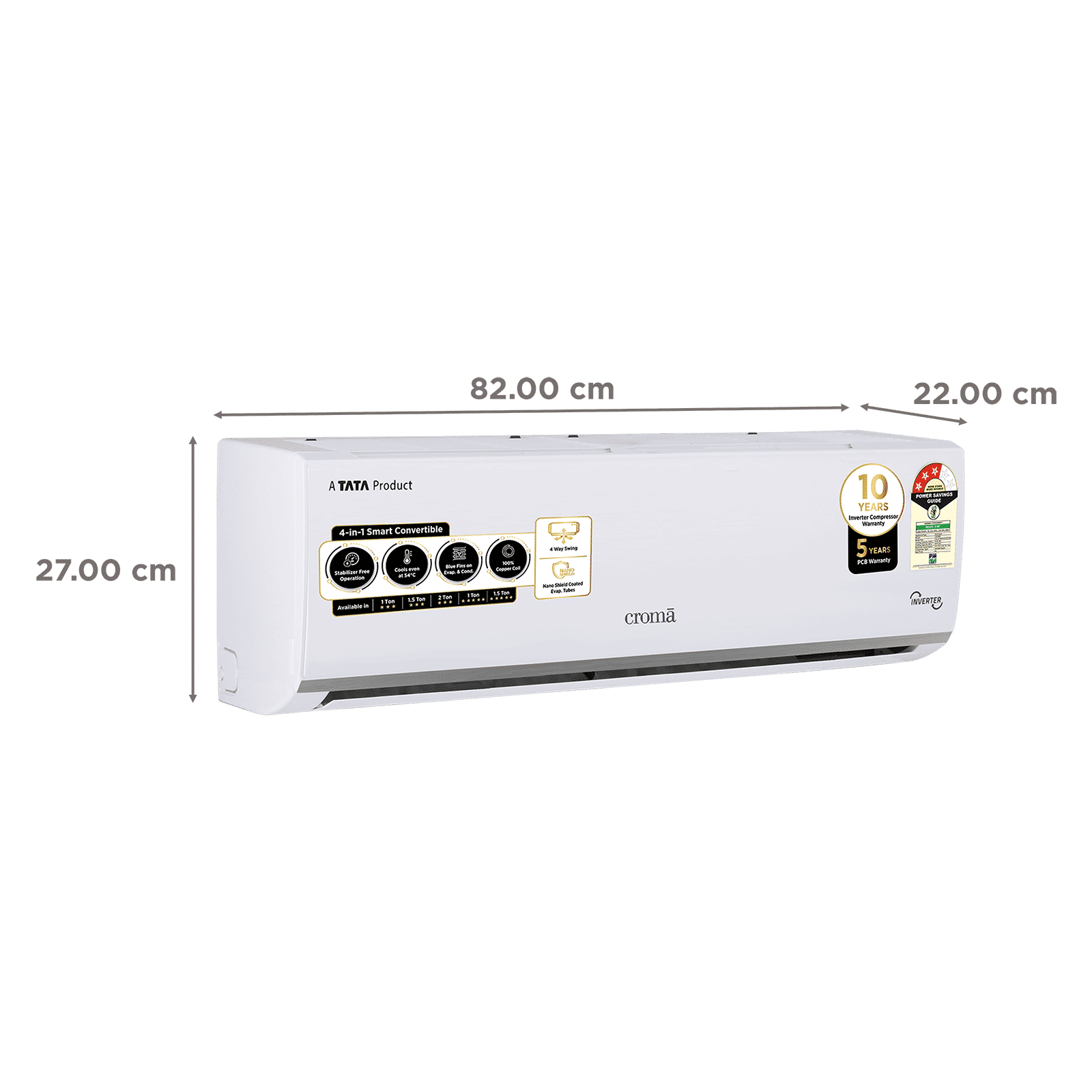 Croma 4 in 1 Convertible 1 Ton 3 Star Inverter Split AC with Dust Filter (Copper Condenser, CRLA012IND283256)_4