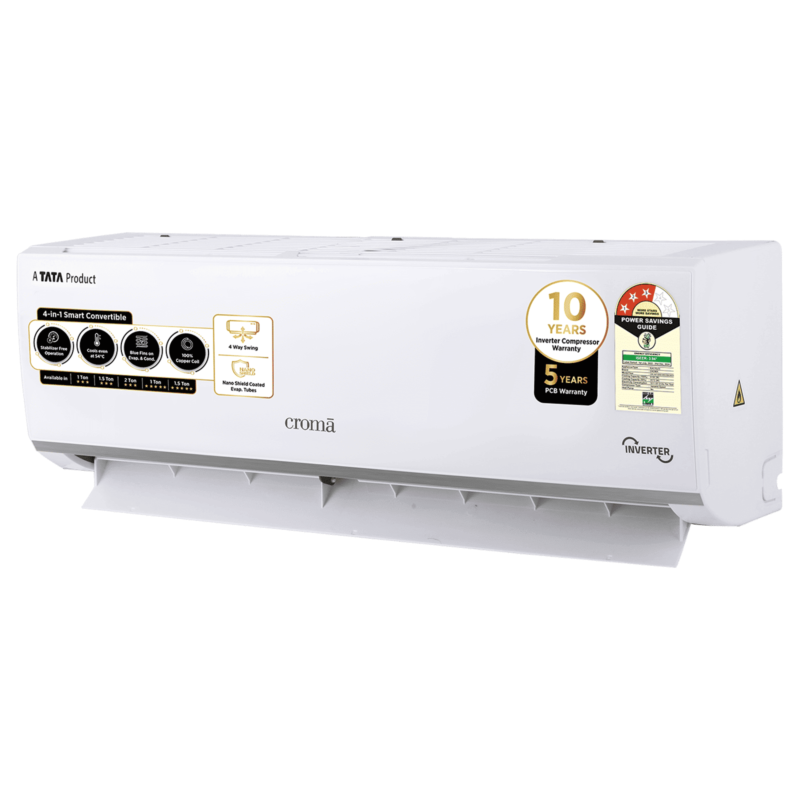 Croma 4 in 1 Convertible 1 Ton 3 Star Inverter Split AC with Dust Filter (Copper Condenser, CRLA012IND283256)_7