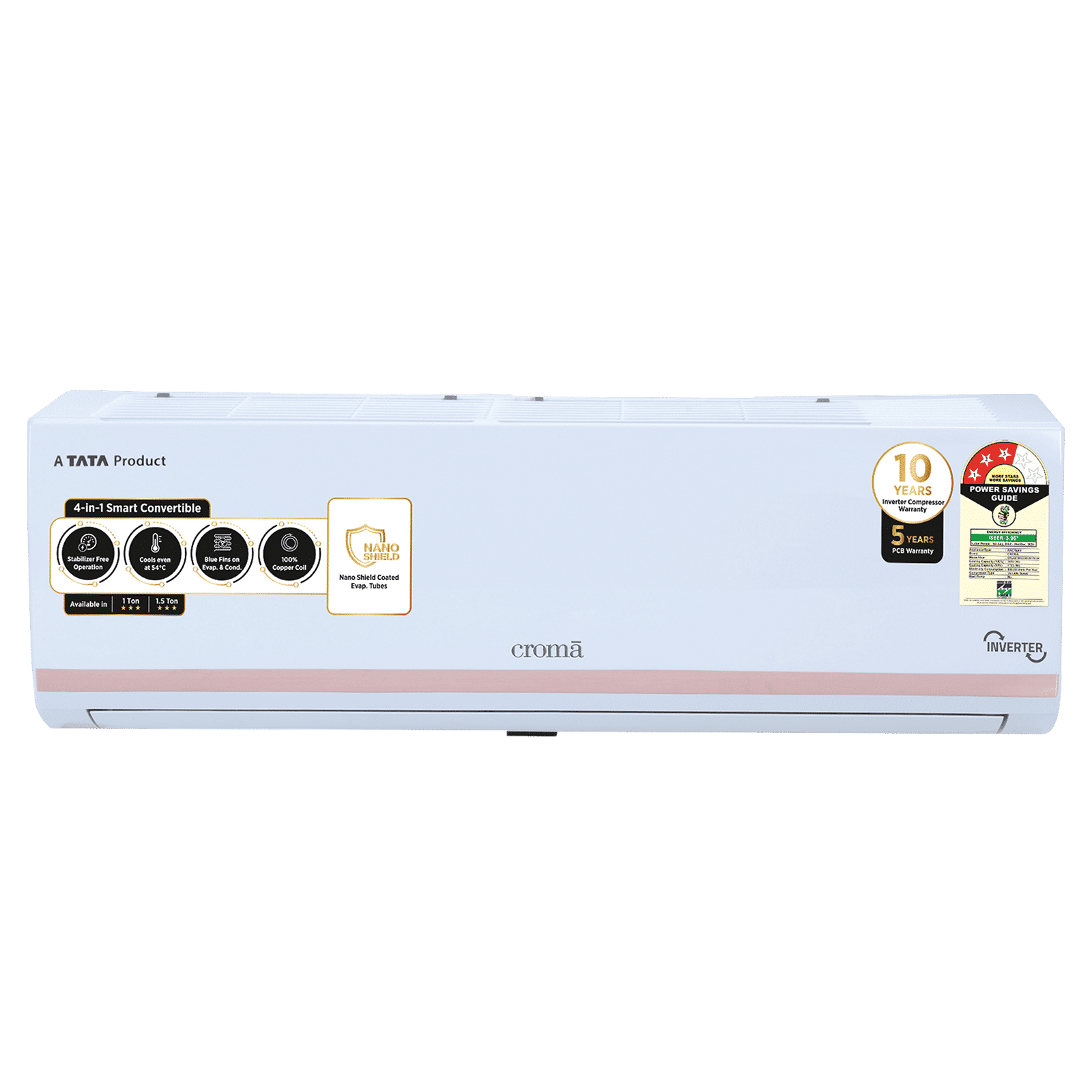 Croma 4 in 1 Convertible 1 Ton 3 Star Inverter Split AC with Dust Filter (Copper Condenser, CRLA012IND283257)_1