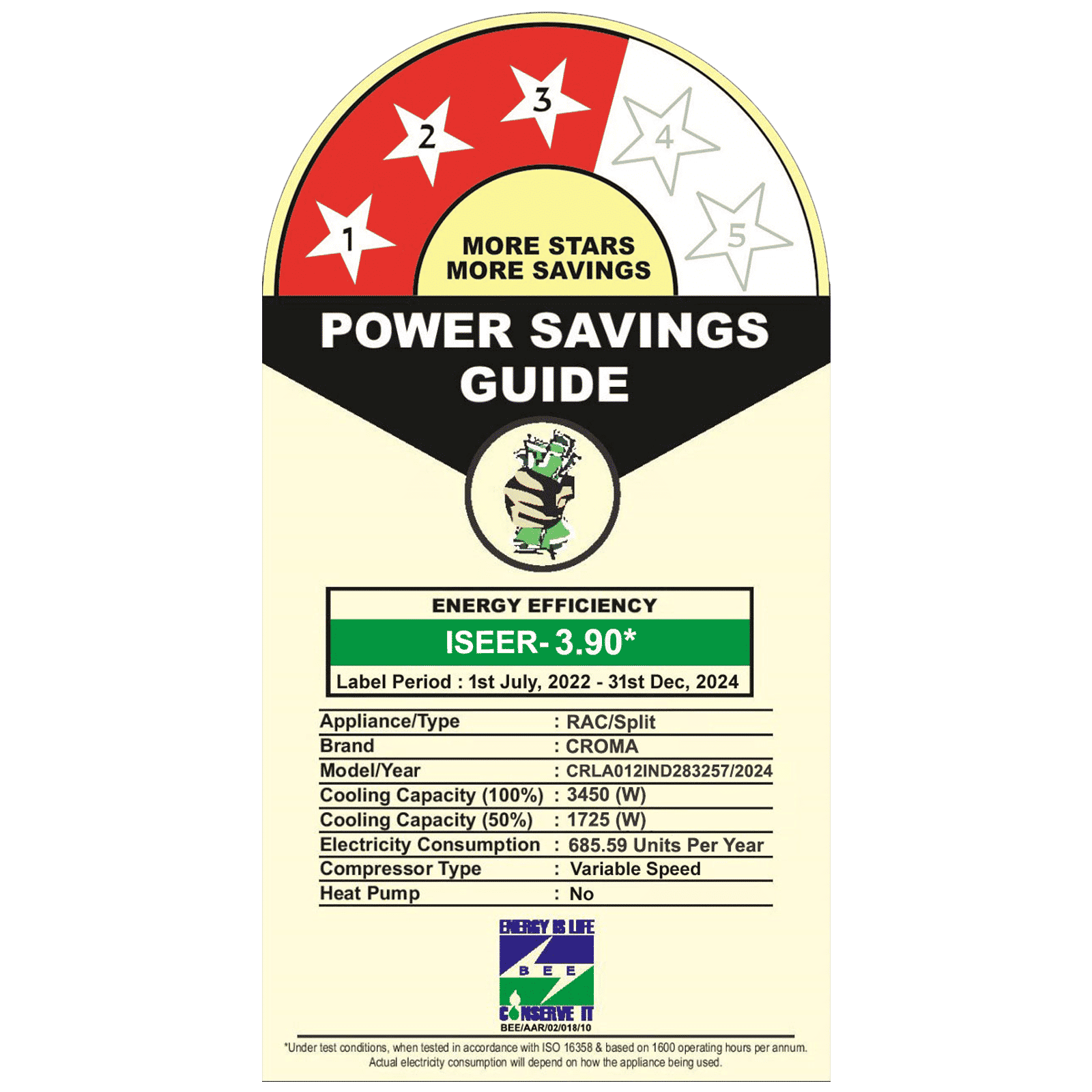 Croma 4 in 1 Convertible 1 Ton 3 Star Inverter Split AC with Dust Filter (Copper Condenser, CRLA012IND283257)_3