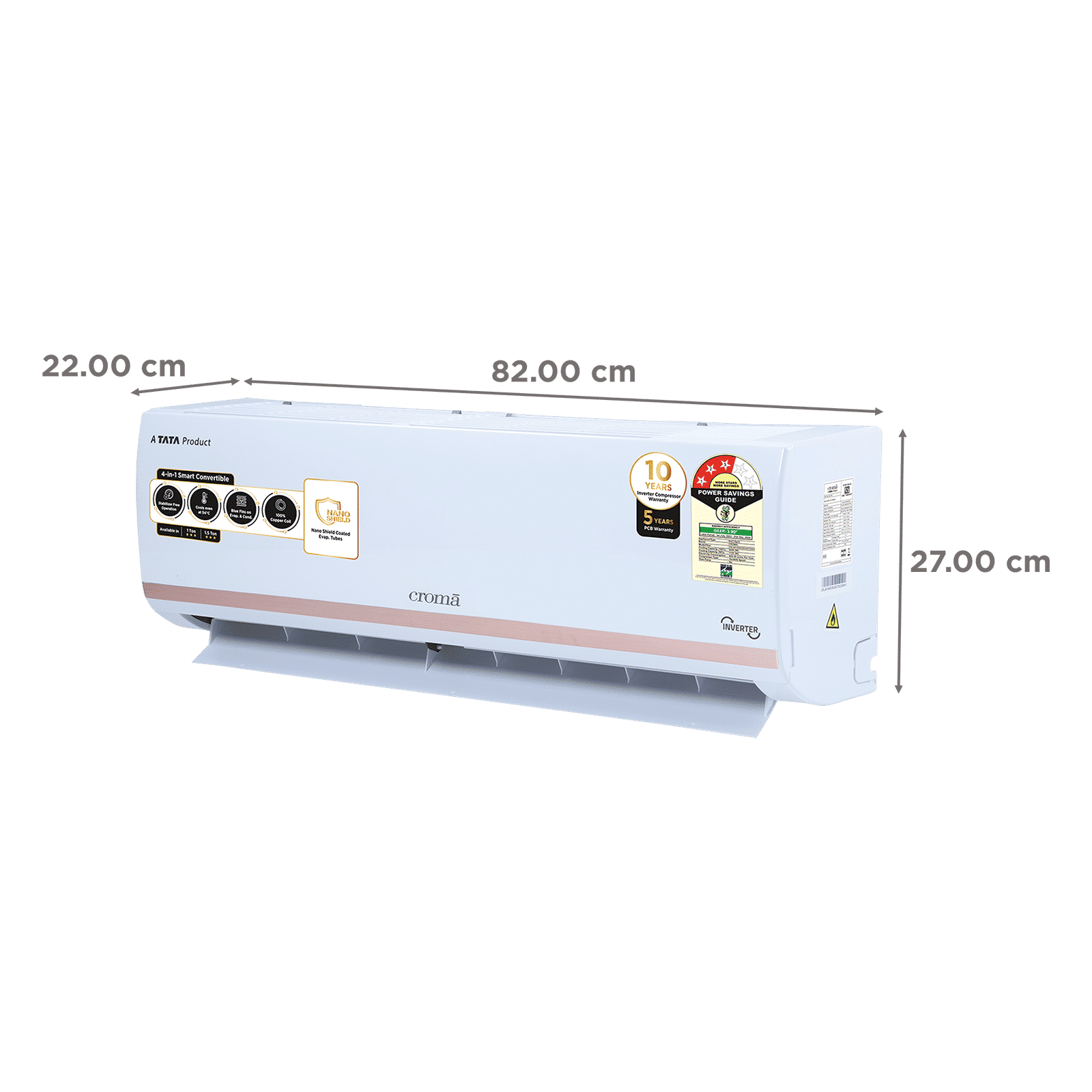 Croma 4 in 1 Convertible 1 Ton 3 Star Inverter Split AC with Dust Filter (Copper Condenser, CRLA012IND283257)_4