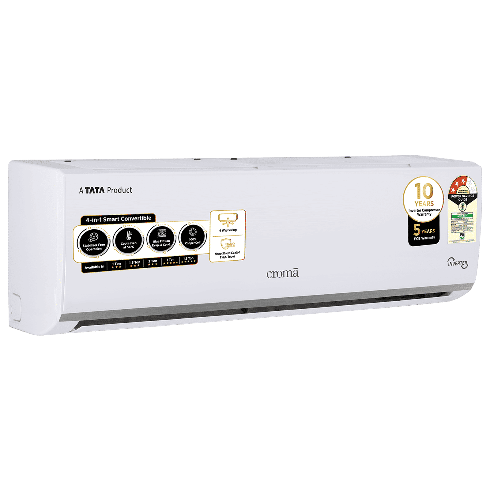 Croma 4 in 1 Convertible 1.5 Ton 3 Star Inverter Split AC with Dust Filter (Copper Condenser, CRLA018IND283259)_6