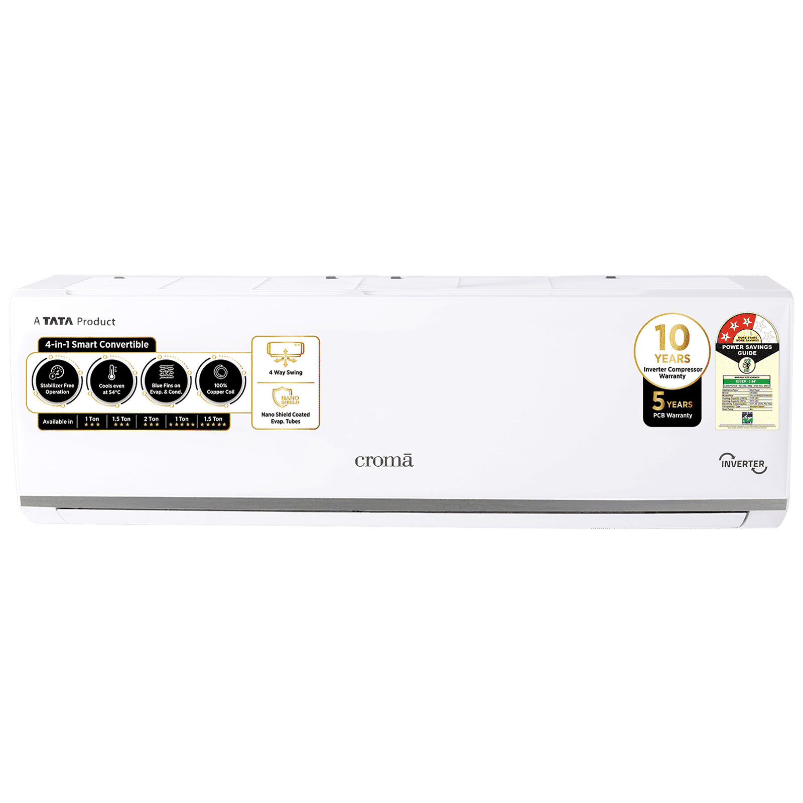 Croma 4 in 1 Convertible 1.5 Ton 3 Star Inverter Split AC with Dust Filter (Copper Condenser, CRLA018IND283259)_1