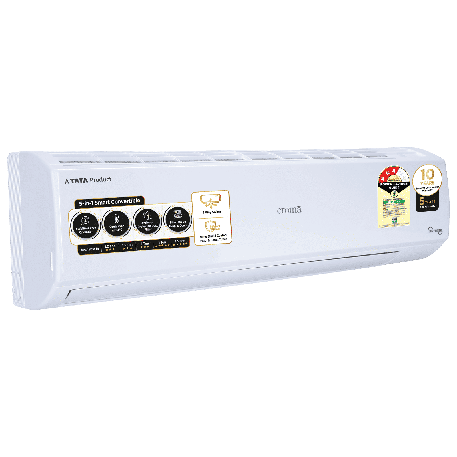 Croma 5 in 1 Convertible 1.5 Ton 3 Star Inverter Split AC with Dust Filter ( Copper Condenser, CRLA018IND170264) Croma 5 in 1 Convertible 1.5 Ton 3 Star Inverter Split AC with Dust Filter ( Copper Condenser, CRLA018IND170264)_11