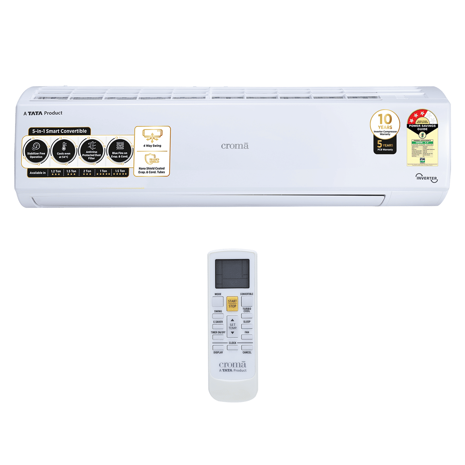 Croma 5 in 1 Convertible 1.5 Ton 3 Star Inverter Split AC with Dust Filter ( Copper Condenser, CRLA018IND170264) Croma 5 in 1 Convertible 1.5 Ton 3 Star Inverter Split AC with Dust Filter ( Copper Condenser, CRLA018IND170264)_10