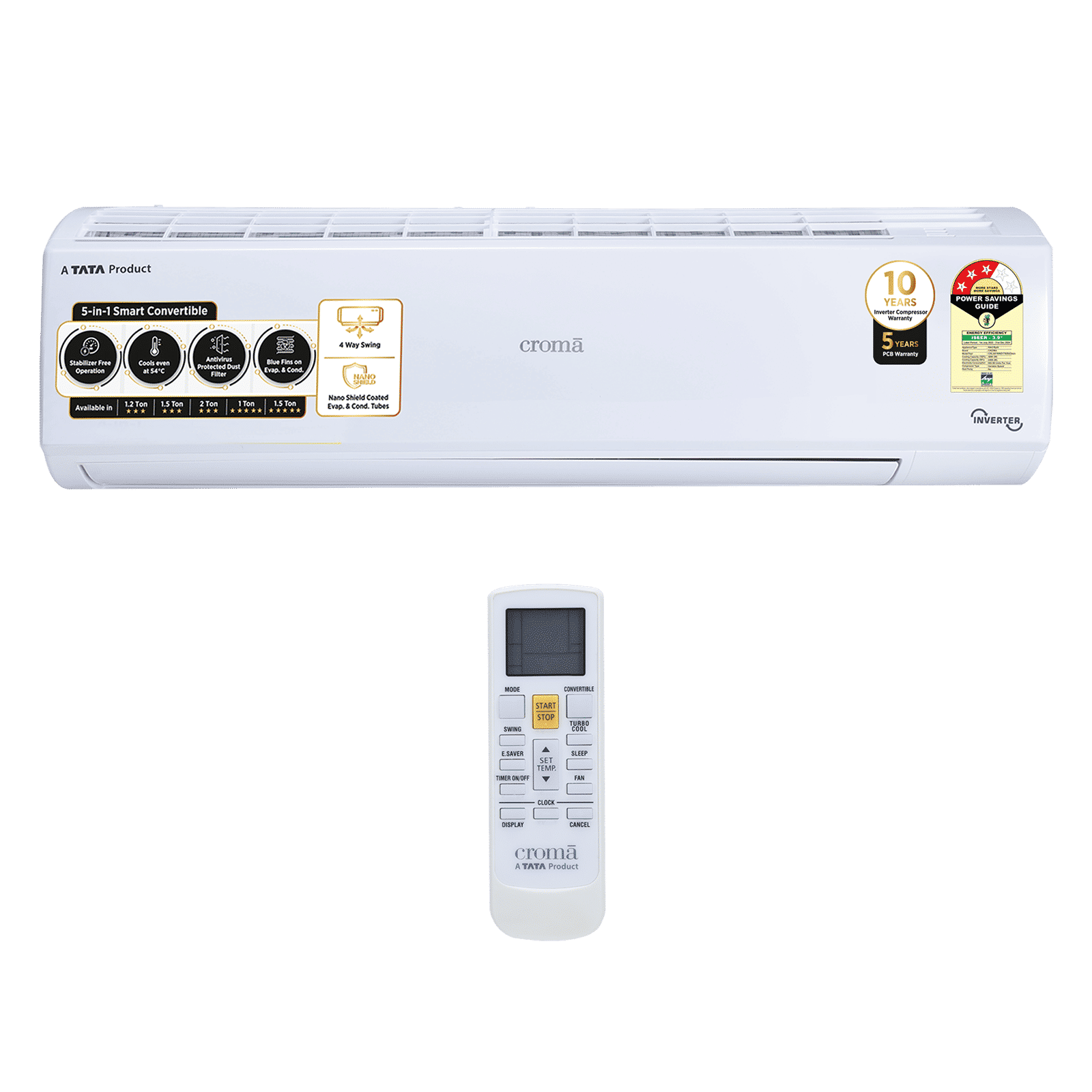 Croma 5 in 1 Convertible 1.2 Ton 3 Star Inverter Split AC with Dust Filter (Copper Condenser, CRLA014IND170267) Croma 5 in 1 Convertible 1.2 Ton 3 Star Inverter Split AC with Dust Filter (Copper Condenser, CRLA014IND170267)_10