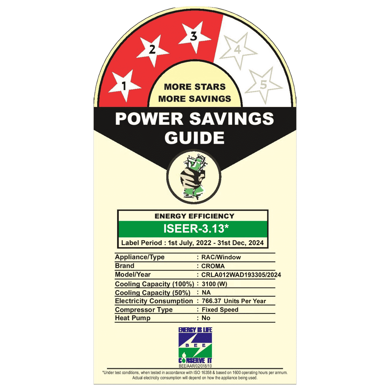 Croma 1 Ton 3 Star Fixed Speed Window AC (Copper Condenser, Dust Filter, CRLA012WAD193305)_3