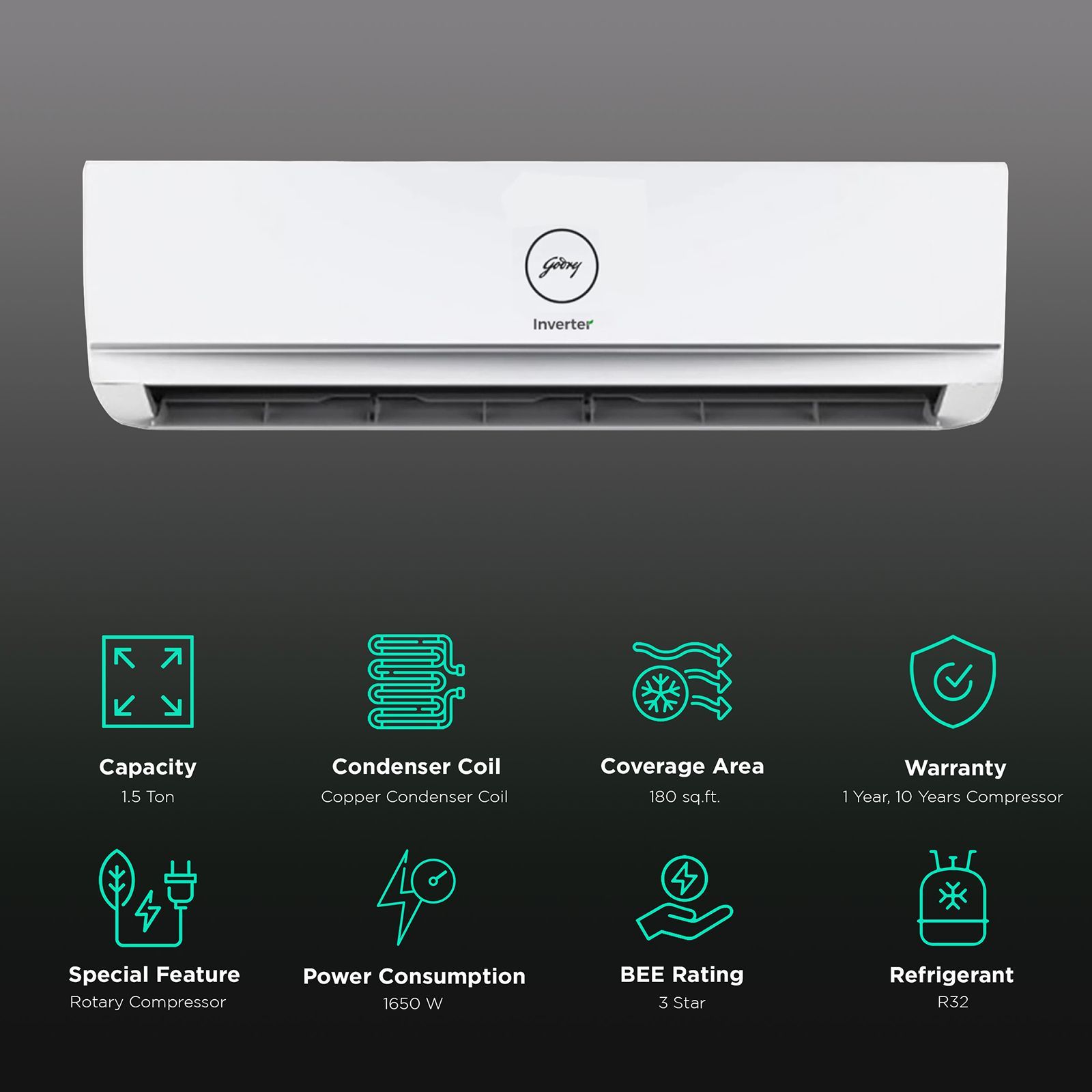 Godrej 5 in 1 Convertible 1.5 Ton 3 Star Inverter Split AC with Active Carbon Filter (Copper Condenser, SIC 18TTC3-WWA)_3