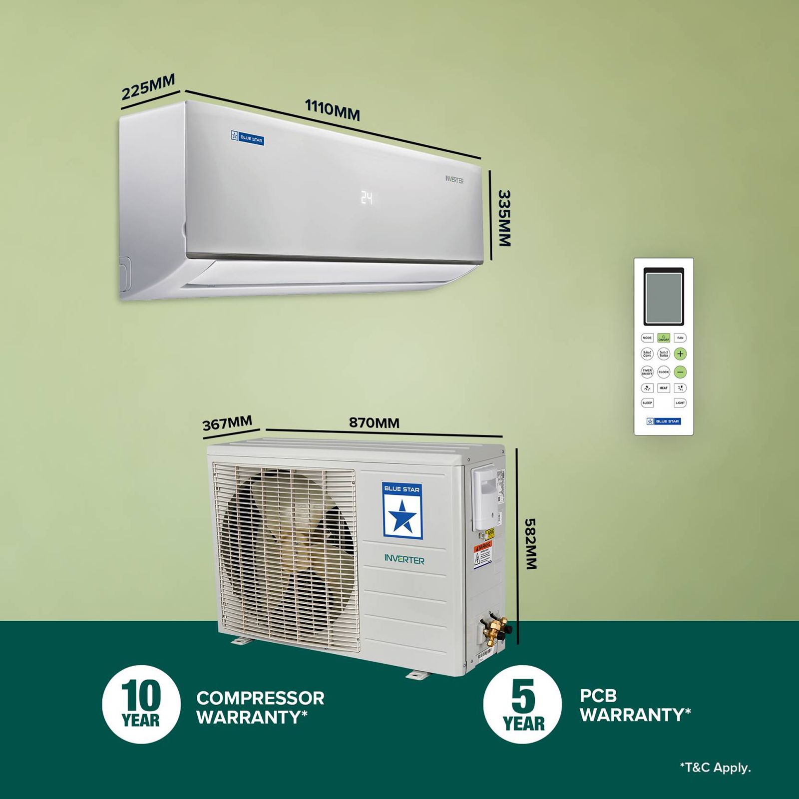 Blue Star D Series 5 in 1 Convertible 2 Ton 3 Star Hot & Cold Split AC with Nano BluProtect Technology (Copper Condenser, IA324DNUHC)_15