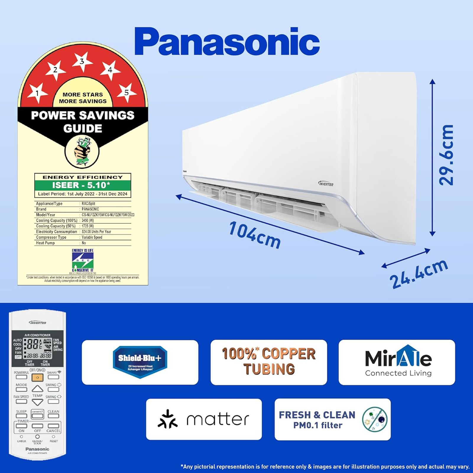 Panasonic EU 7 in 1 Convertible 2 Ton 5 Star Inverter Split Smart AC with AI Mode (Copper Condenser, CS/CU-EU24AKY5FM)_11