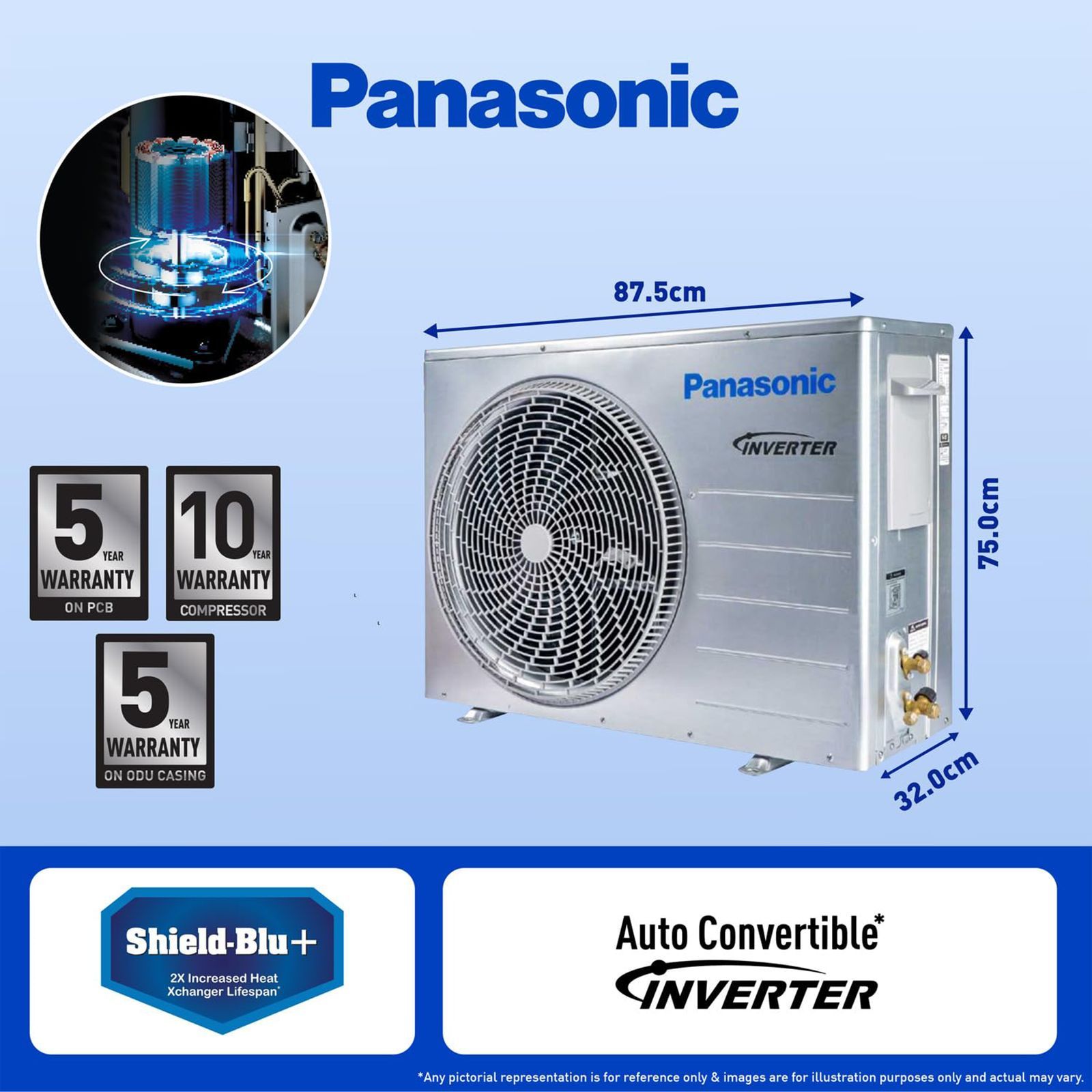 Panasonic VU 7 in 1 Convertible 1.5 Ton 5 Star Inverter Split Smart AC with Voice Assistant (Copper Condenser, CS/CU-VU18AKYF)_9