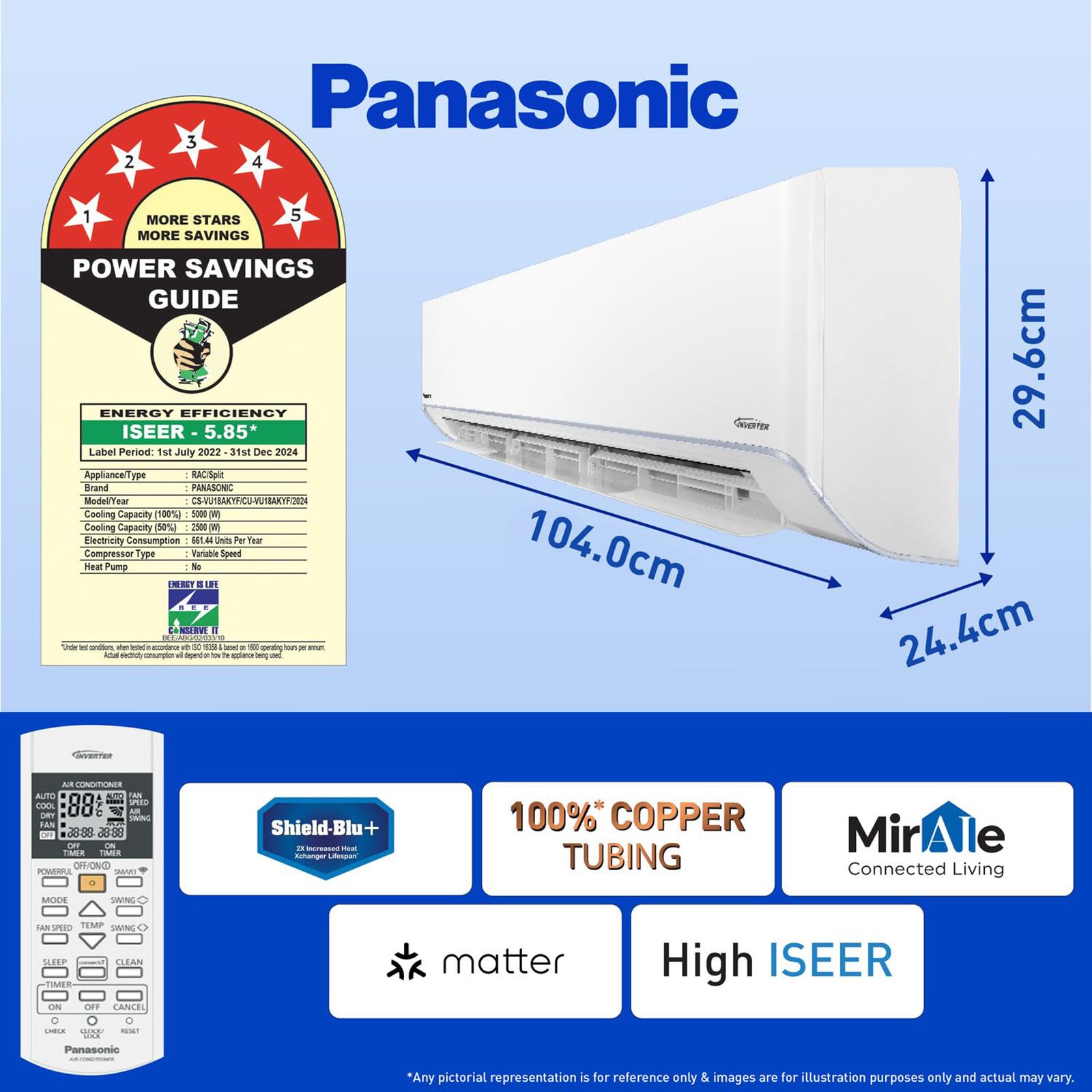 Panasonic VU 7 in 1 Convertible 1.5 Ton 5 Star Inverter Split Smart AC with Voice Assistant (Copper Condenser, CS/CU-VU18AKYF)_10