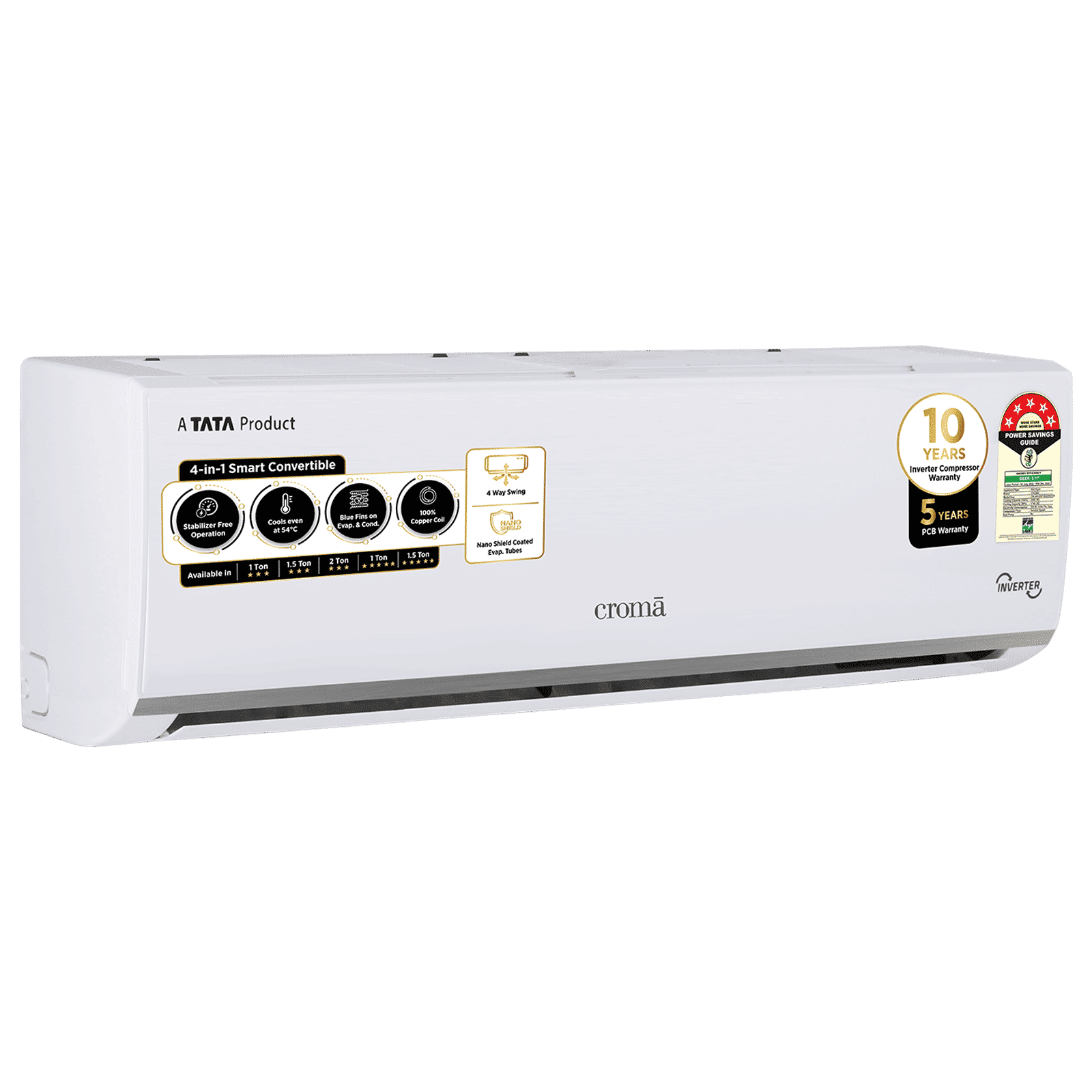 Croma 4 in 1 Convertible 1 Ton 5 Star Inverter Split AC with Dust Filter (Copper Condenser, CRLA012INF283260) Croma 4 in 1 Convertible 1 Ton 5 Star Inverter Split AC with Dust Filter (Copper Condenser, CRLA012INF283260)_6