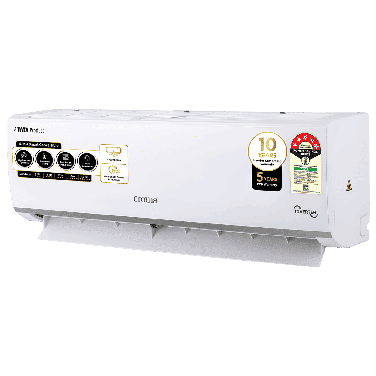 Croma 4 in 1 Convertible 1 Ton 5 Star Inverter Split AC with Dust Filter (Copper Condenser, CRLA012INF283260) Croma 4 in 1 Convertible 1 Ton 5 Star Inverter Split AC with Dust Filter (Copper Condenser, CRLA012INF283260)_7