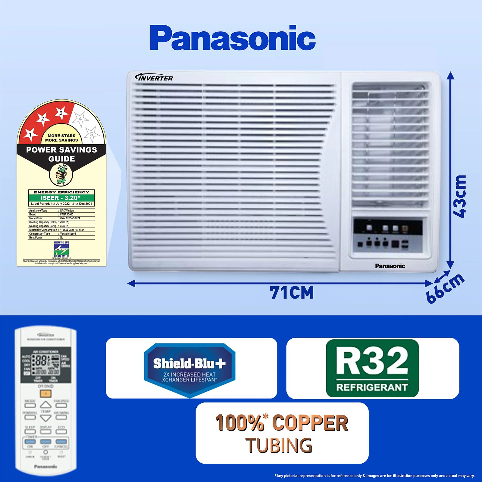 Panasonic LN 1.5 Ton 3 Star Inverter Window AC (Copper Condenser, PM 0.1 Filter, CW-LN183AG) Panasonic LN 1.5 Ton 3 Star Inverter Window AC (Copper Condenser, PM 0.1 Filter, CW-LN183AG)_10
