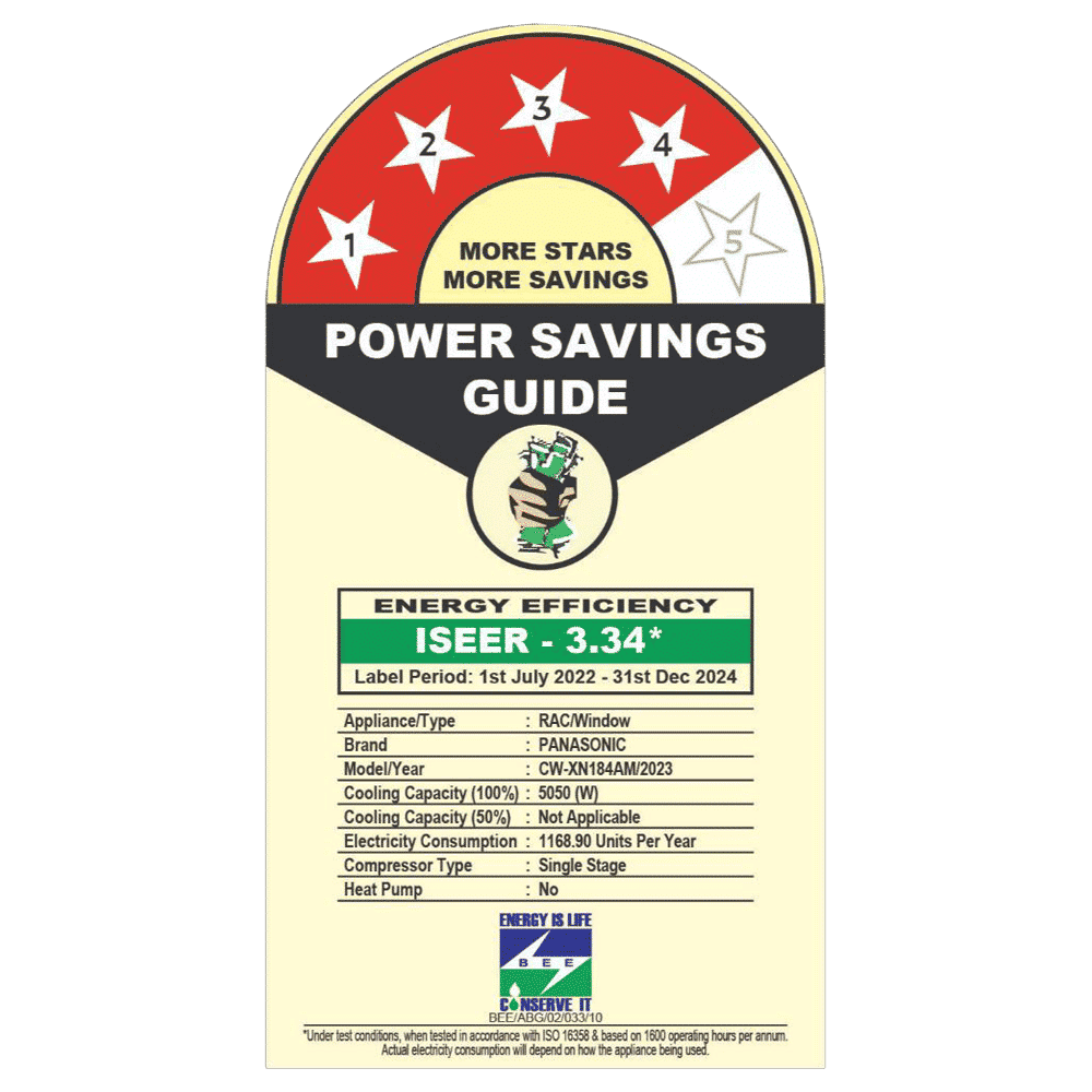 Panasonic XN 1.5 Ton 4 Star Fixed Speed Window AC (Copper Condenser, PM 0.1 Filter, CW-XN184AM) Panasonic XN 1.5 Ton 4 Star Fixed Speed Window AC (Copper Condenser, PM 0.1 Filter, CW-XN184AM)_3
