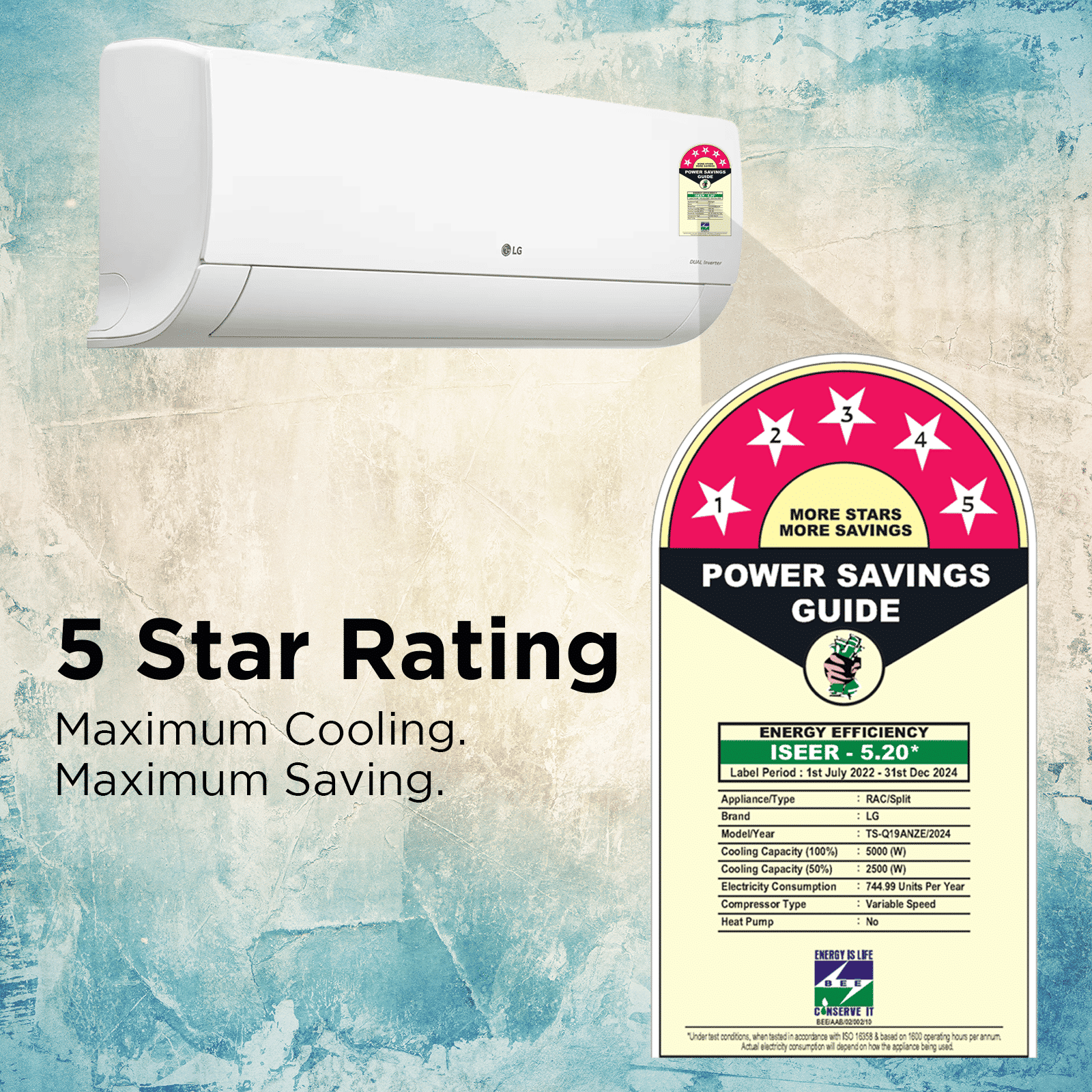 LG TS 6 in 1 Convertible 1.5 Ton 5 Star Dual Inverter Split AC with AI Technology (Copper Condenser, TS-Q19ANZE.AMLG)_5