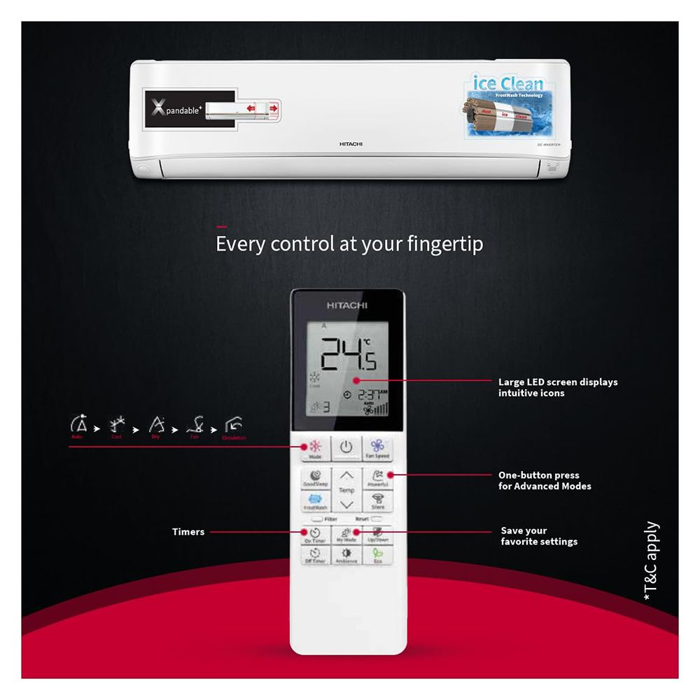 HITACHI iKasu 5400FXL 1.5 Ton 5 Star Inverter Split AC (Copper Condenser, Superfine Mesh Filter, RAS.G518PCBIBF) HITACHI iKasu 5400FXL 1.5 Ton 5 Star Inverter Split AC (Copper Condenser, Superfine Mesh Filter, RAS.G518PCBIBF)_10