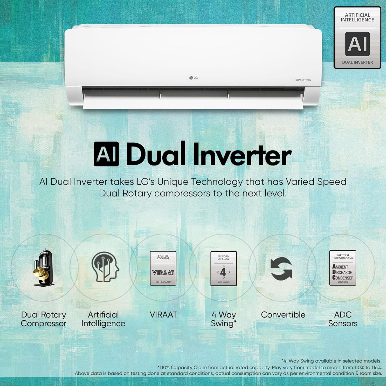LG TS 6 in 1 Convertible 2 Ton 3 Star Dual Inverter Split AC with VIRAAT Mode (Copper Condenser, TS-Q24ENXE.ANLG)_20