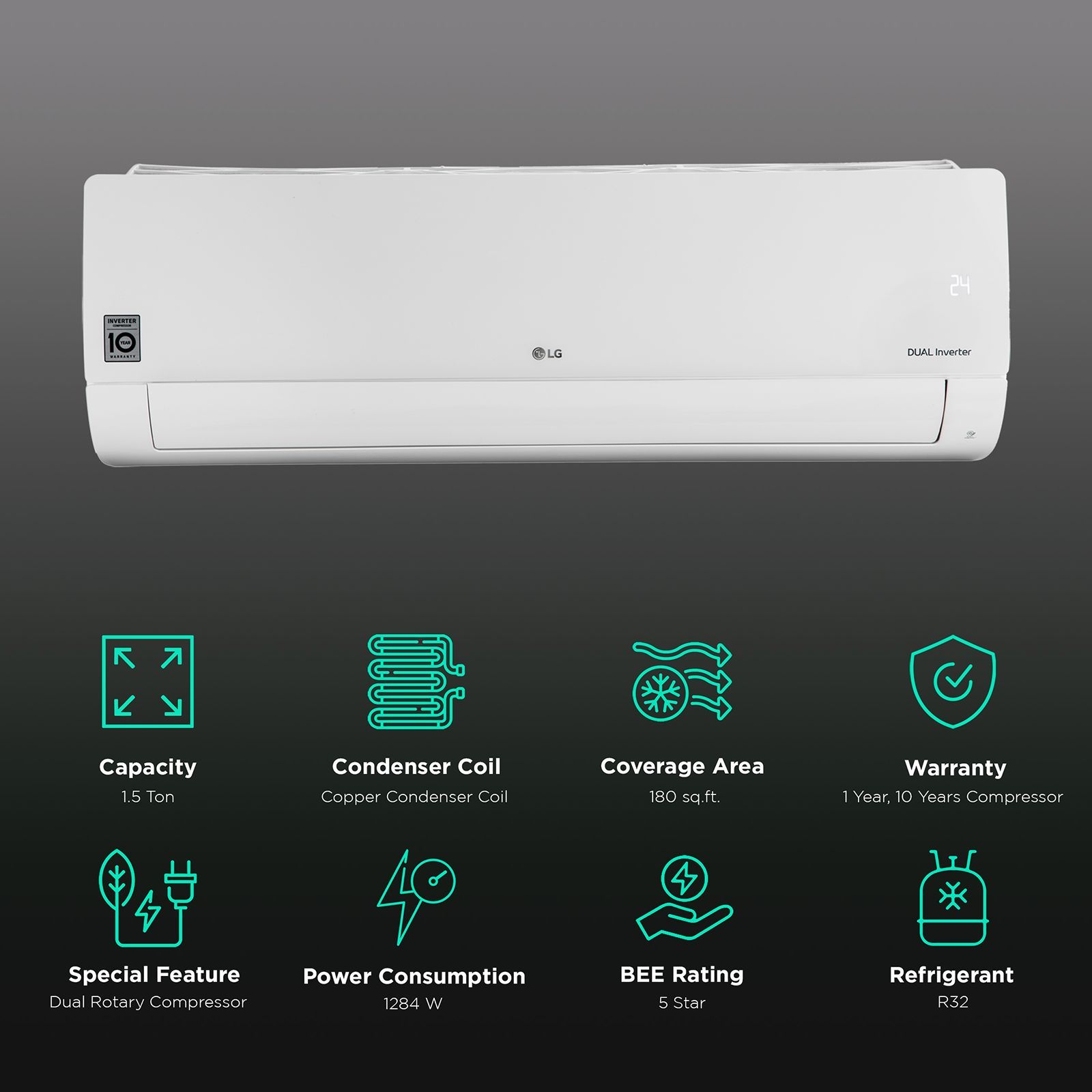 LG TS 6 in 1 Convertible 1.5 Ton 5 Star Dual Inverter Split Smart AC with Wi-Fi Supported (Copper Condenser, TS-Q19MWZE.ANLG) LG TS 6 in 1 Convertible 1.5 Ton 5 Star Dual Inverter Split Smart AC with Wi-Fi Supported (Copper Condenser, TS-Q19MWZE.ANLG)_2