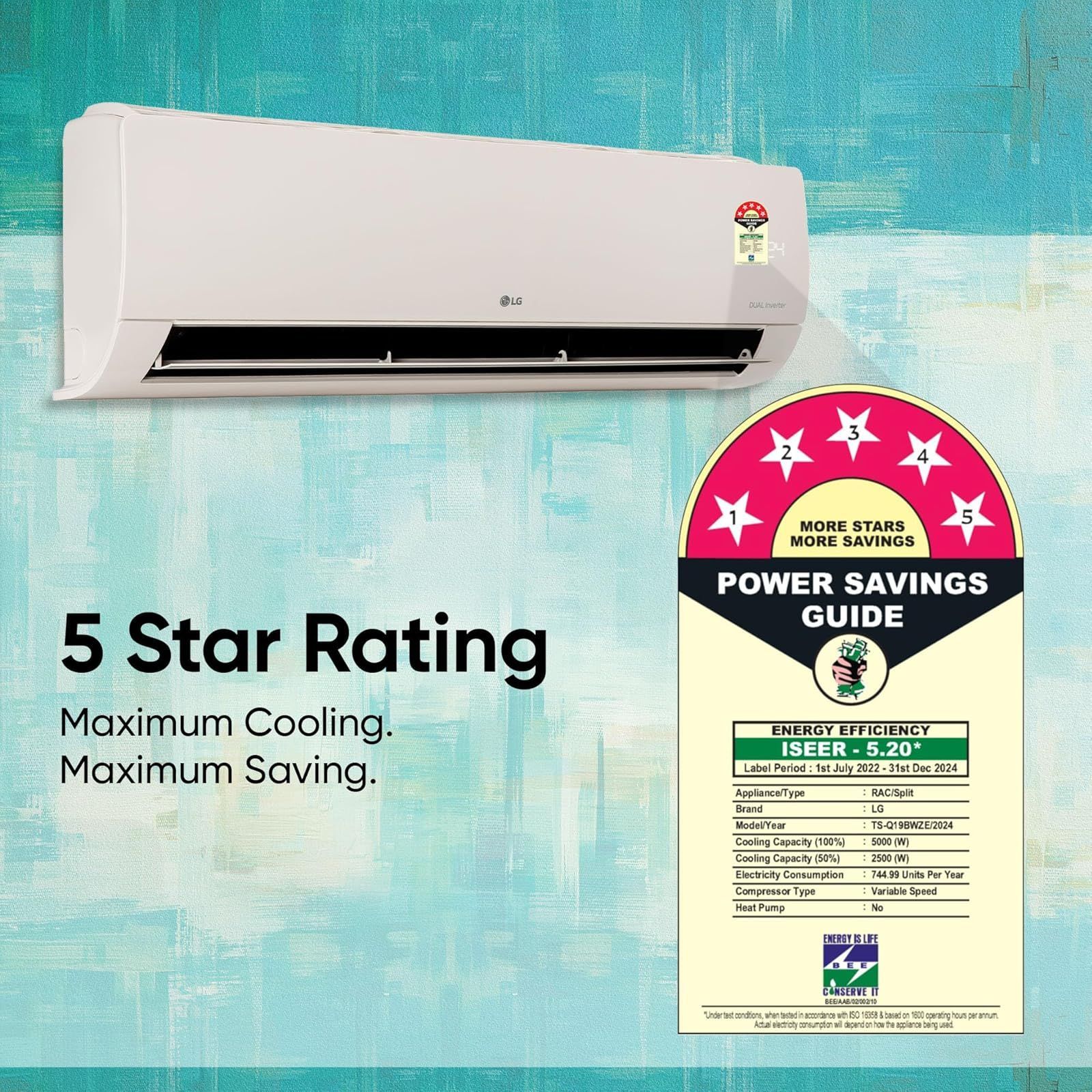 LG TS 6 in 1 Convertible 1.5 Ton 5 Star Dual Inverter Split Smart AC with Wi-Fi Supported (Copper Condenser, TS-Q19BWZE.ANLG) LG TS 6 in 1 Convertible 1.5 Ton 5 Star Dual Inverter Split Smart AC with Wi-Fi Supported (Copper Condenser, TS-Q19BWZE.ANLG)_4