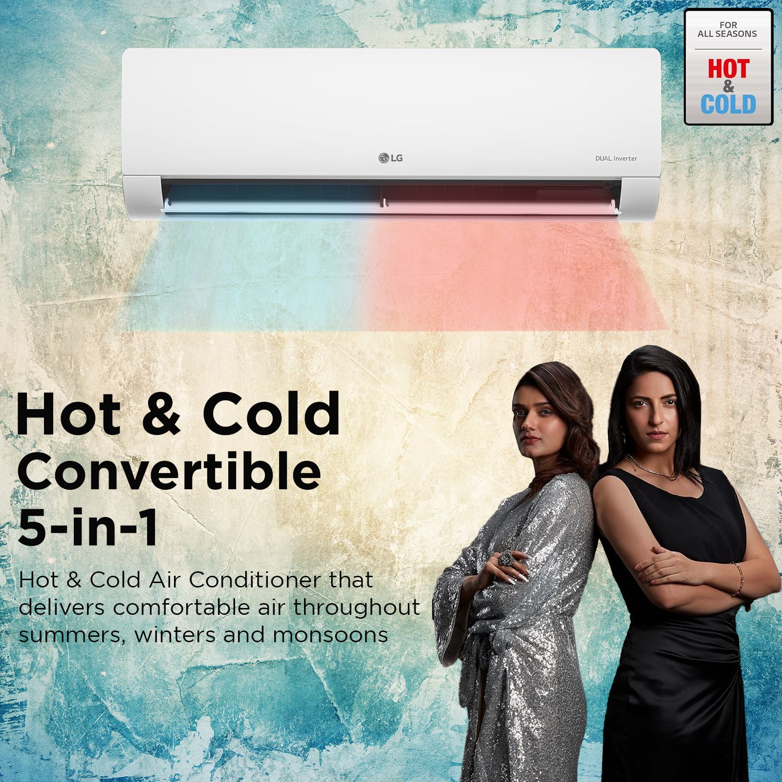 LG TS 5 in 1 Convertible 1.5 Ton 3 Star Hot & Cold Inverter Split AC with HD Filter (Copper Condenser, TS-H19VNXE.ANLG) LG TS 5 in 1 Convertible 1.5 Ton 3 Star Hot & Cold Inverter Split AC with HD Filter (Copper Condenser, TS-H19VNXE.ANLG)_13