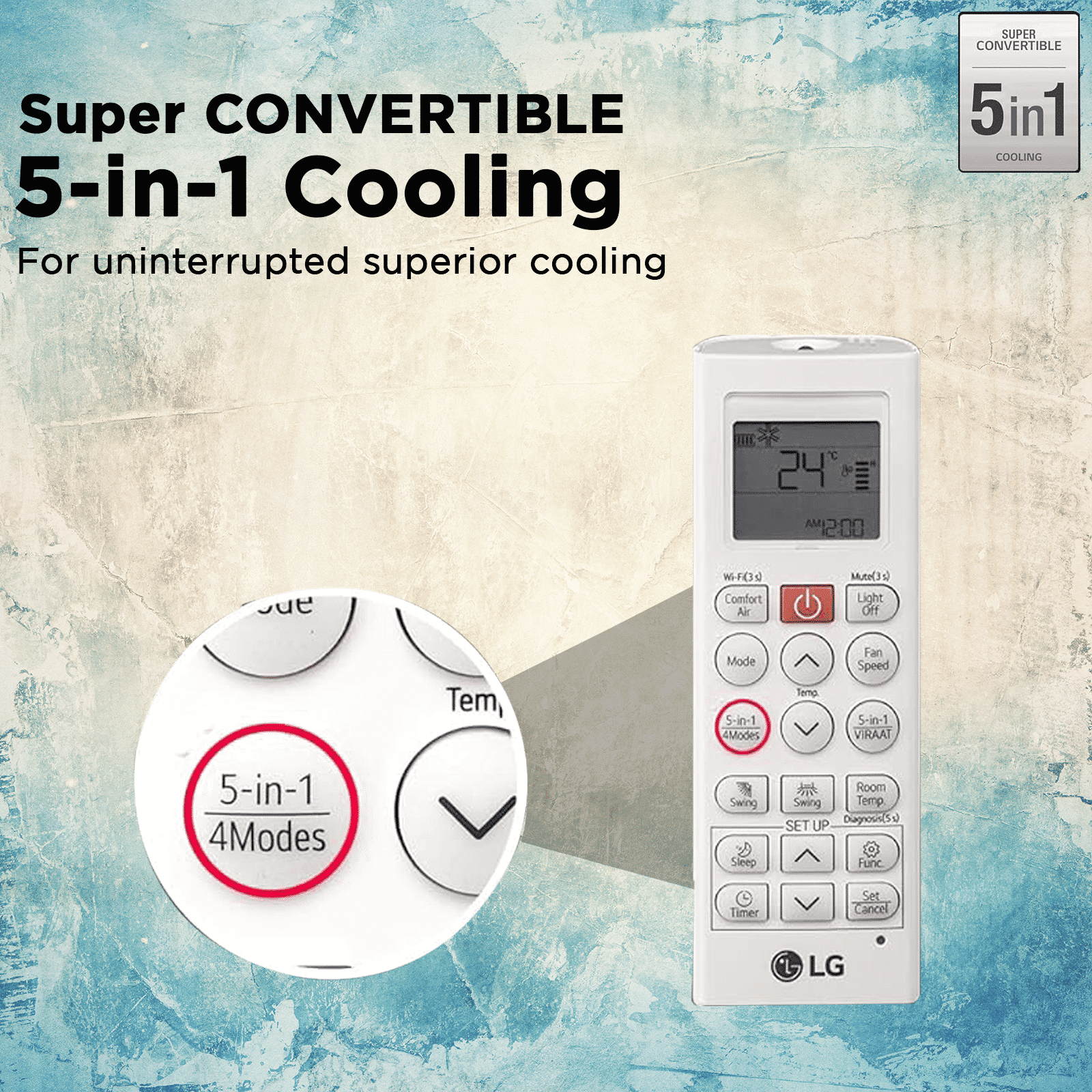 LG TS 5 in 1 Convertible 1.5 Ton 3 Star Hot & Cold Inverter Split AC with HD Filter (Copper Condenser, TS-H19VNXE.ANLG) LG TS 5 in 1 Convertible 1.5 Ton 3 Star Hot & Cold Inverter Split AC with HD Filter (Copper Condenser, TS-H19VNXE.ANLG)_19