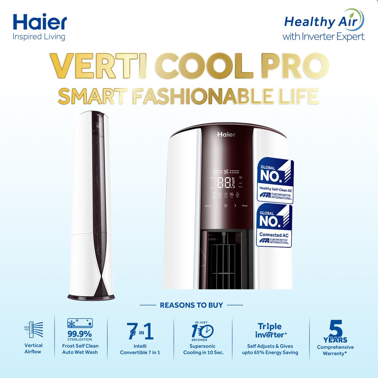 Haier 2 Ton 3 Star Hexa Inverter Tower Smart AC (Voice Guidance with Wi-Fi Support, HPU24V-GCW3BN-INV) Haier 2 Ton 3 Star Hexa Inverter Tower Smart AC (Voice Guidance with Wi-Fi Support, HPU24V-GCW3BN-INV)_16