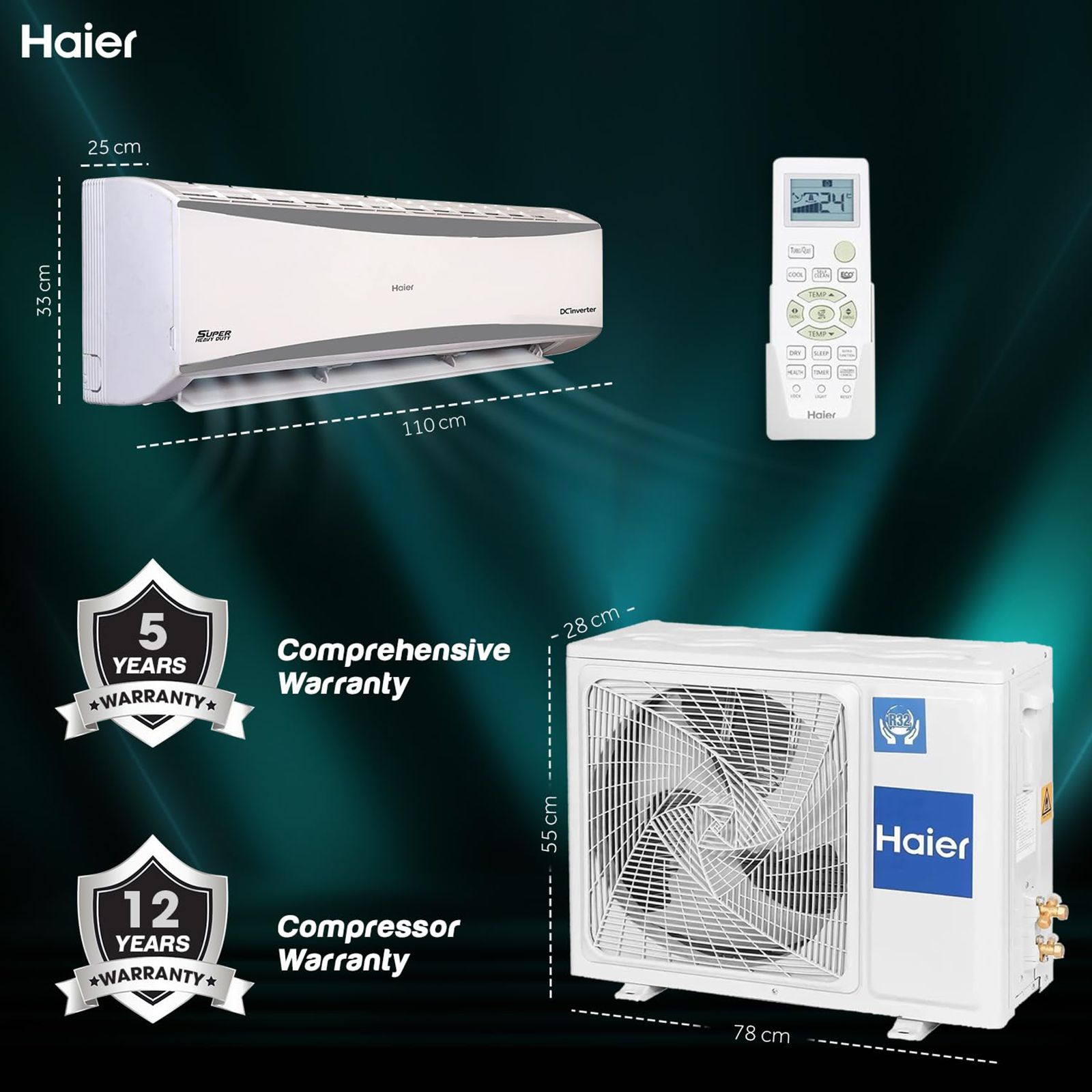 Haier Heavy Duty 7 in 1 Convertible 2 Ton 5 Star Hexa Inverter Split AC (Copper Condenser, Anti Dust Filter, HSU24HD-AOW5BN-INV)_12